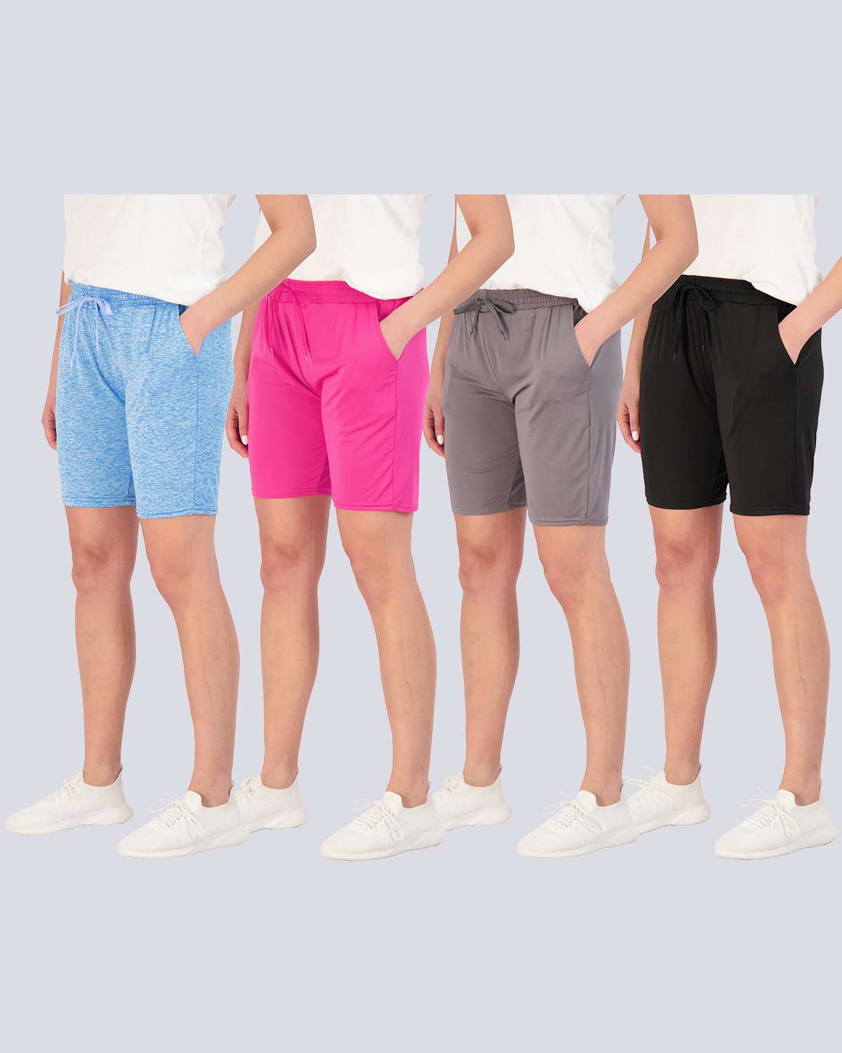 4 Pack: Womens Dry-Fit 7" Bermuda Shorts