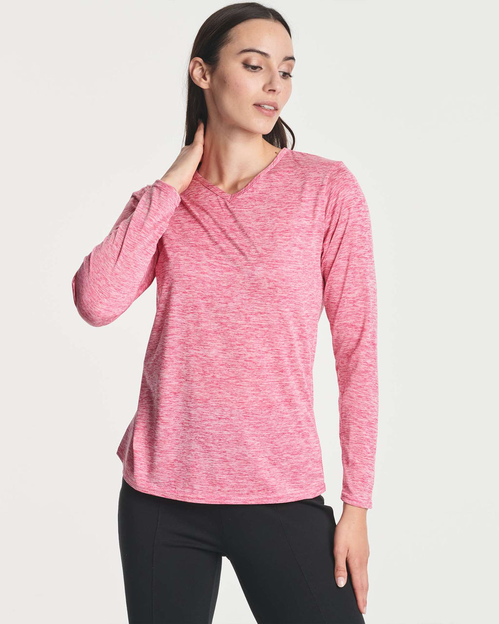 4 Pack: Women's Dry-Fit Long-Sleeve V-Neck Athletic Workout Shirt (Available in Plus Size)