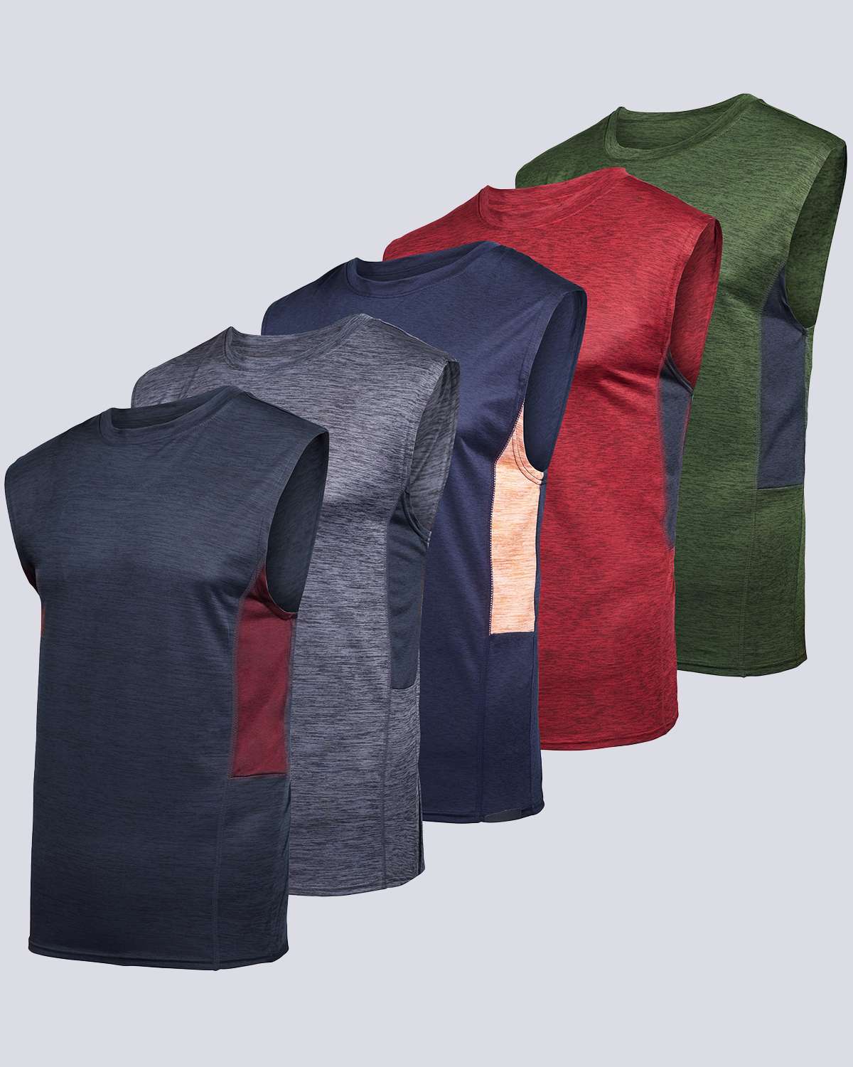 5 Pack: Mens Dry-Fit Active Tech Tank Top