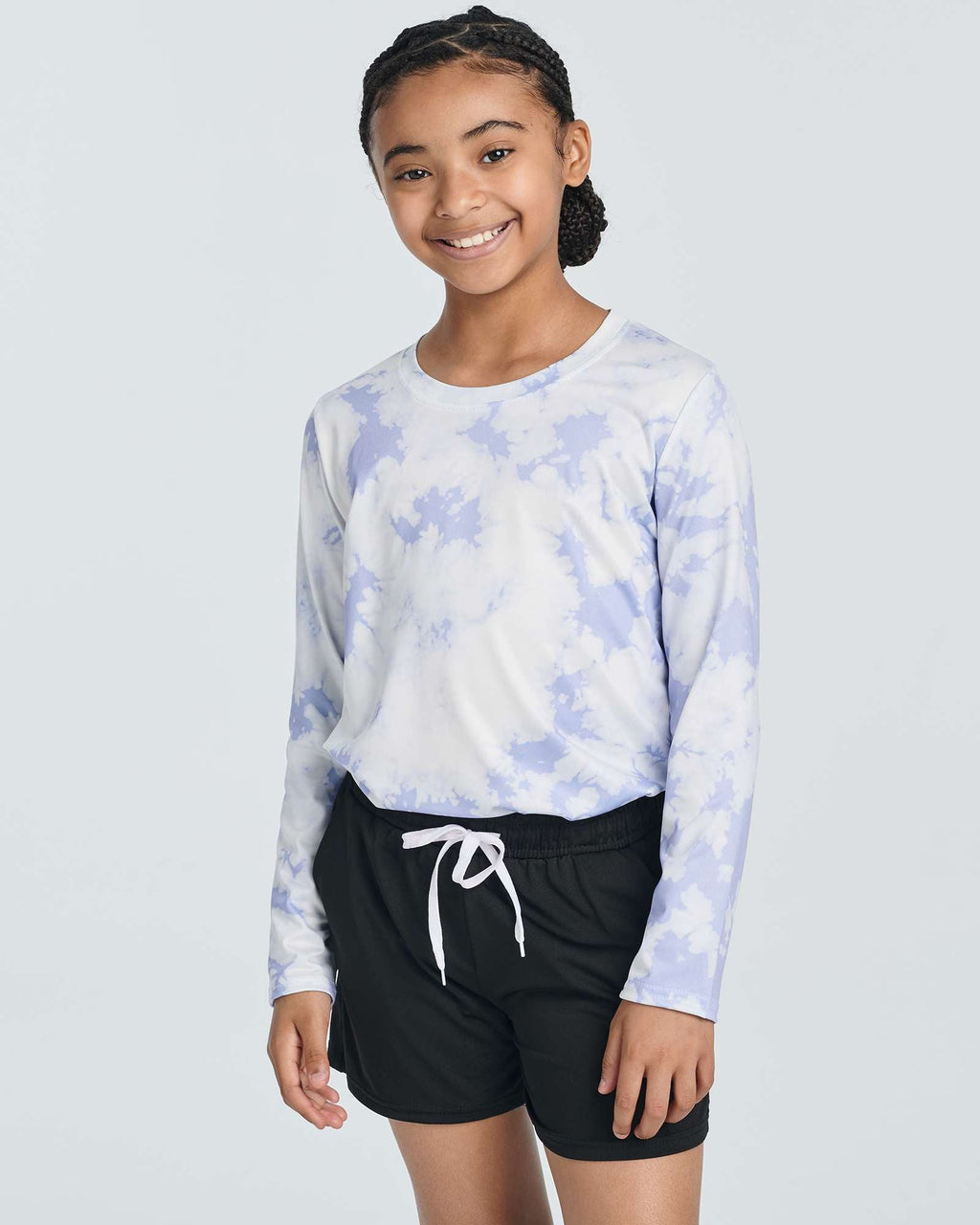 4 Pack: Girls Dry-Fit Long Sleeve Active Crew Neck T-Shirt