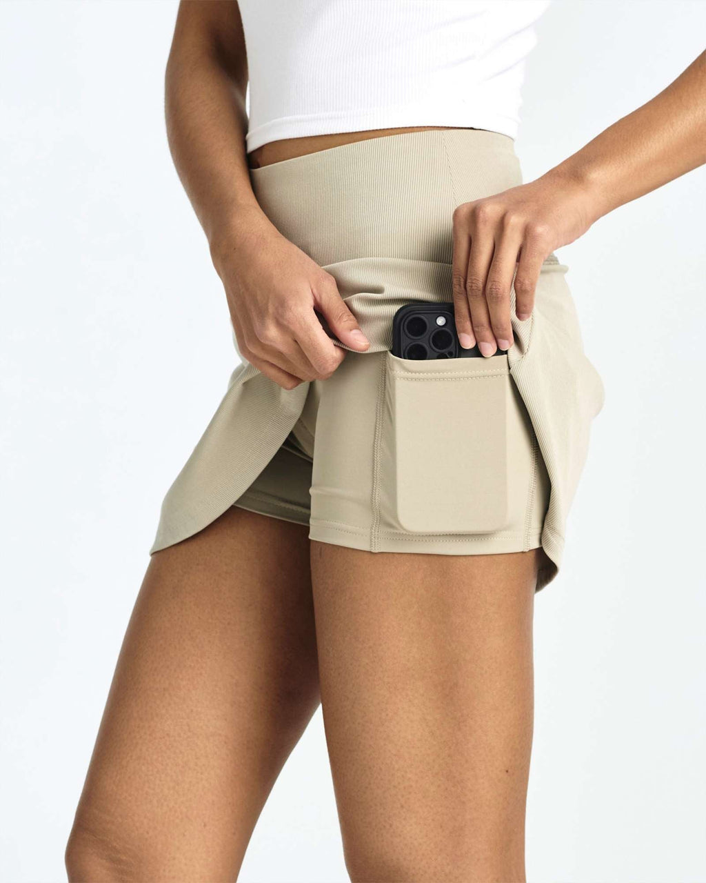 4 Pack: Women's Ribbed Active Skort with Pockets