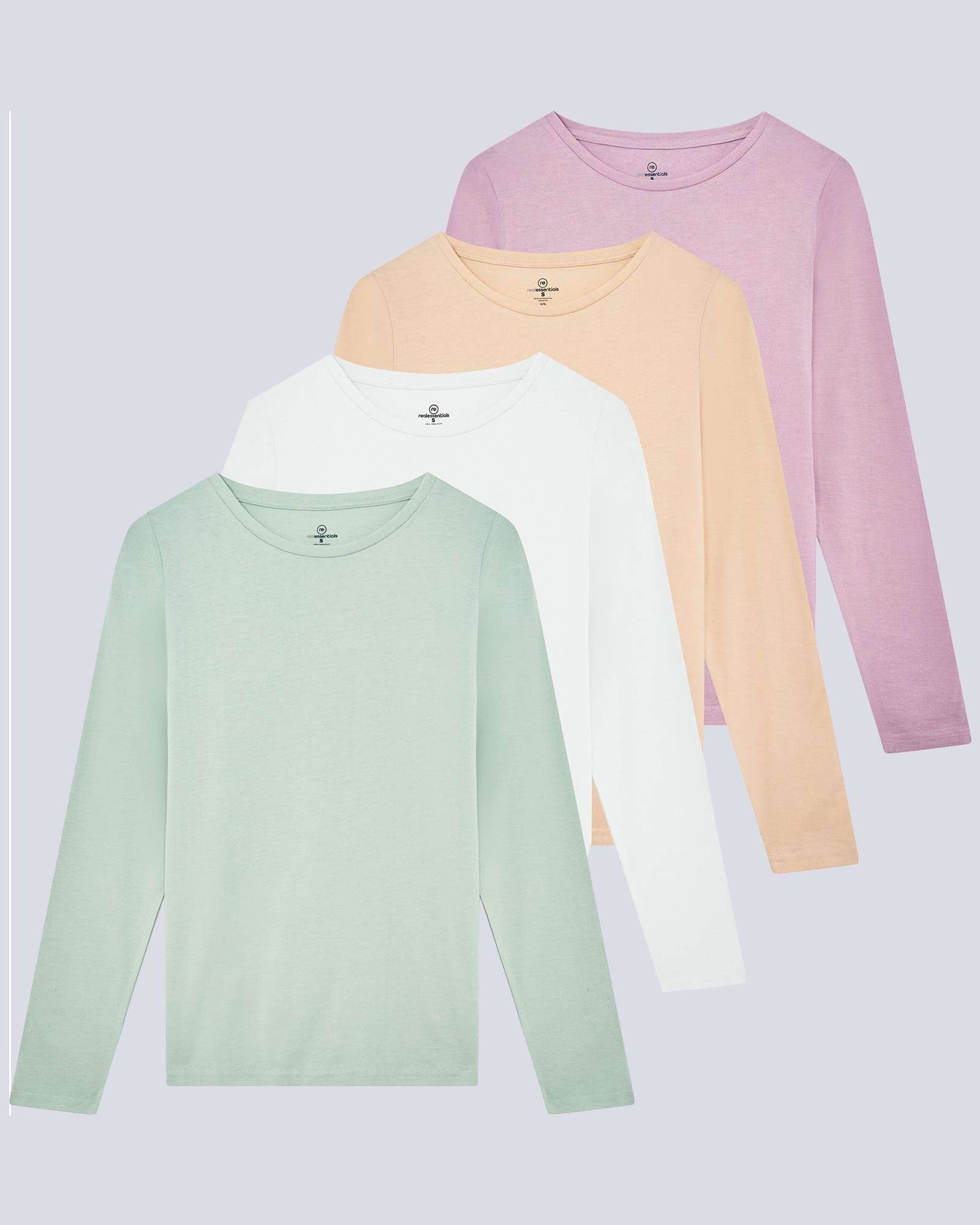 4 Pack: Women's Cotton Classic-Fit Long-Sleeve Crewneck T-Shirt (Available in Plus Size)