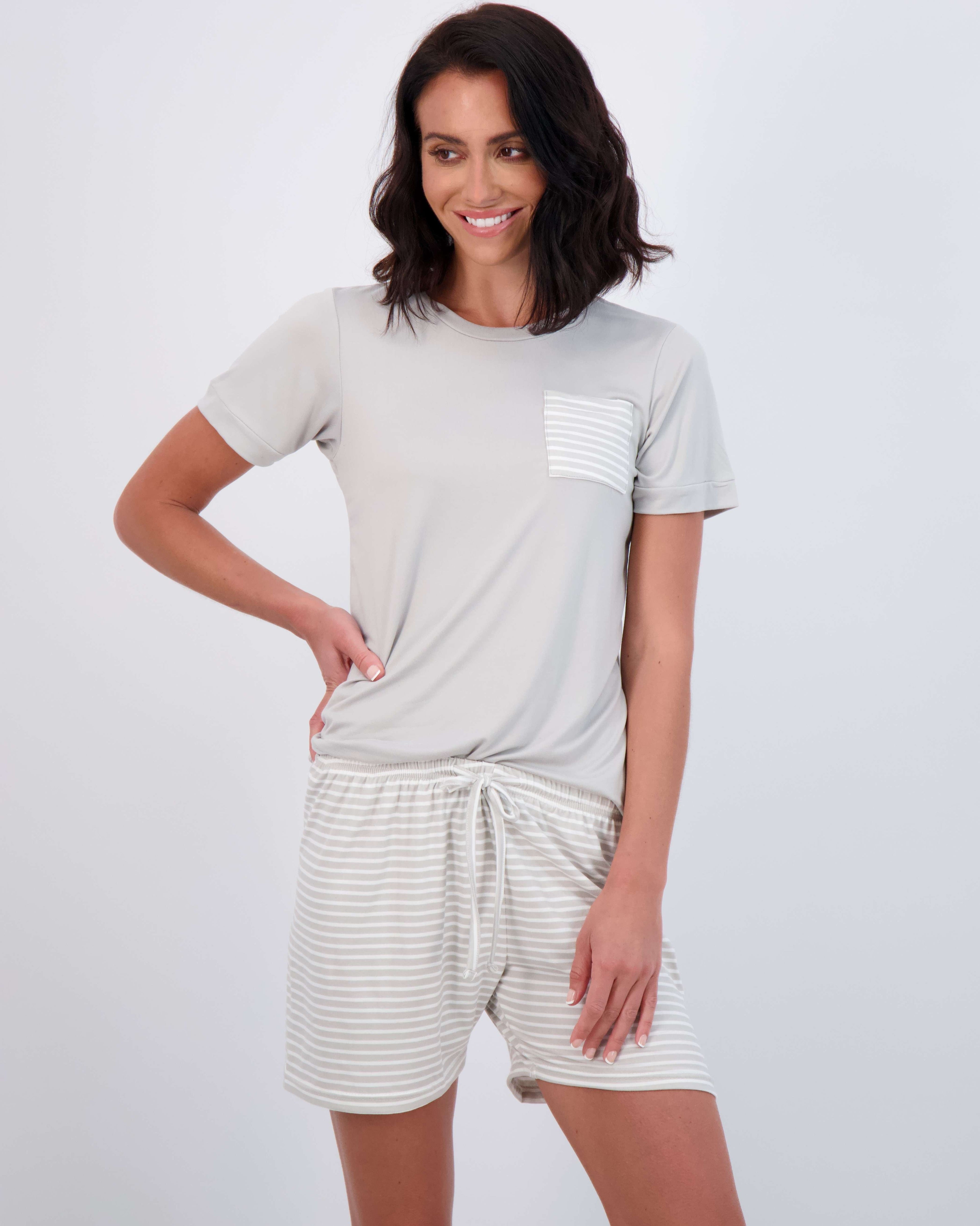 4 Piece: Womens Short Sleeve with Shorts Pajama Set