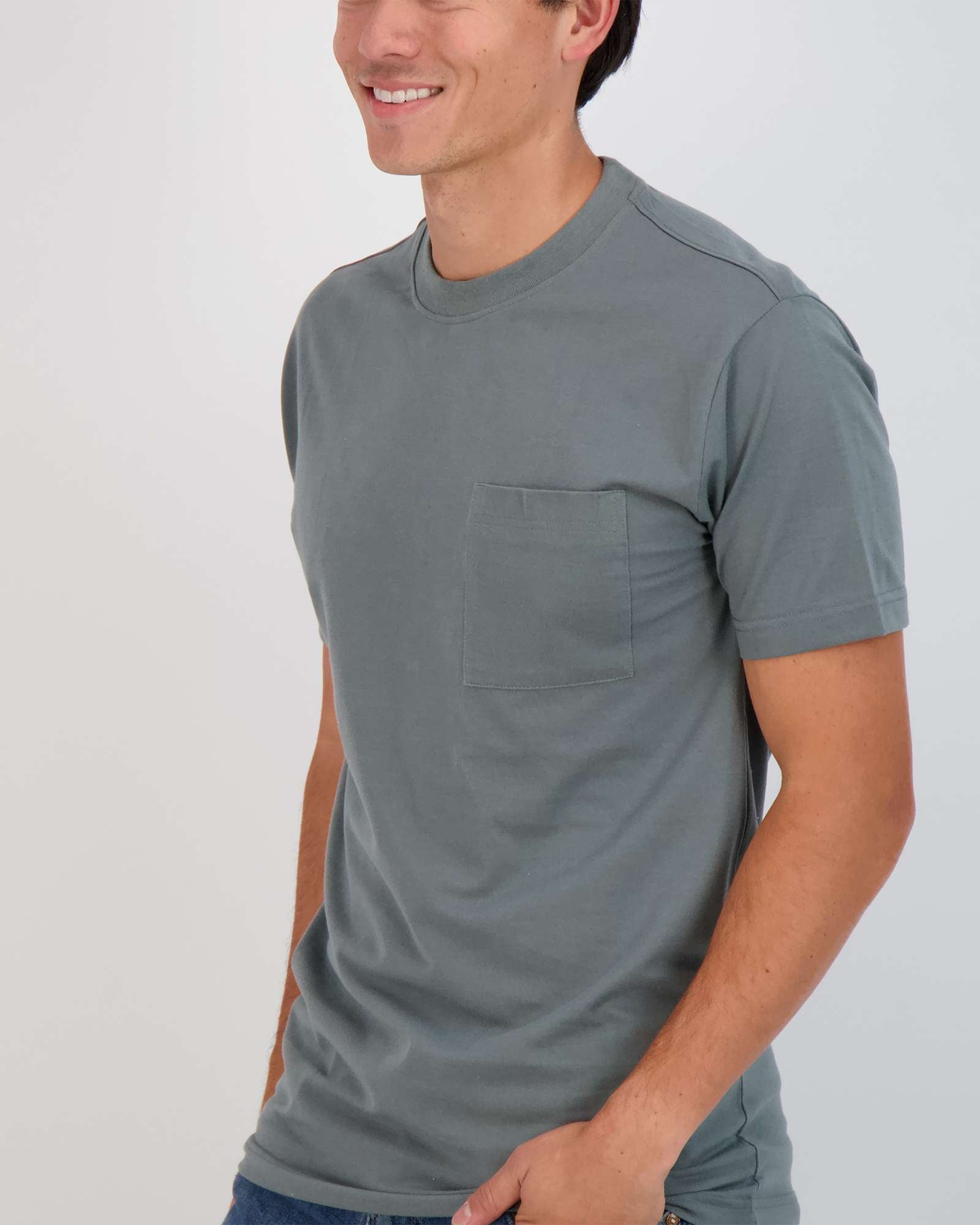 4 Pack: Mens Cotton Short Sleeve Crew Neck Pocket T-Shirt