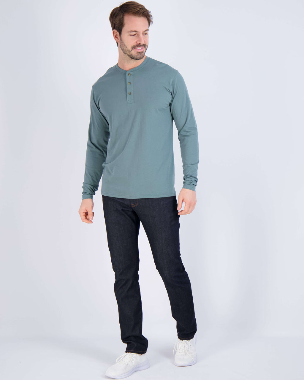 3 Pack: Mens Long Sleeve Cotton Henley T-Shirt