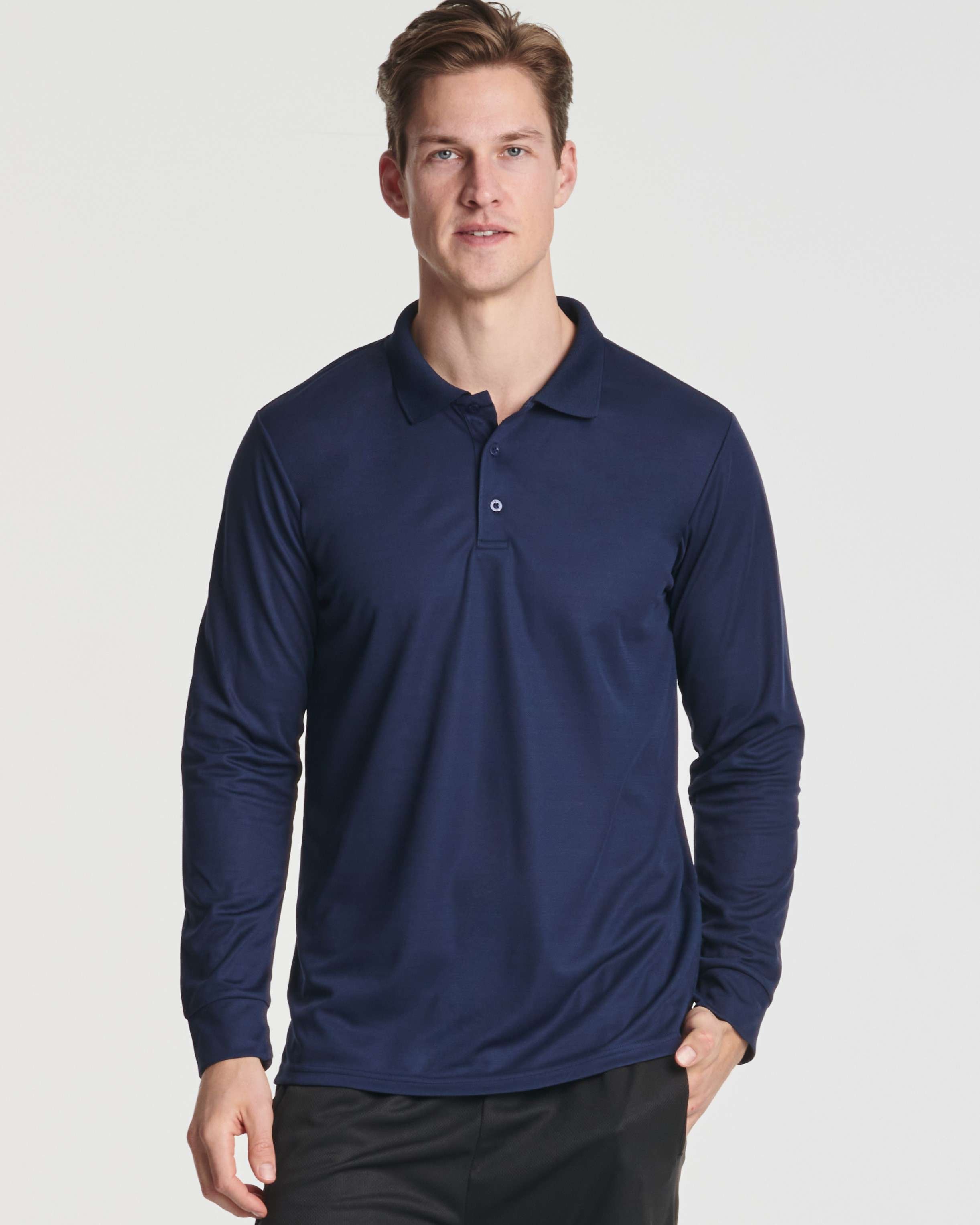 3 Pack: Men's Dry Fit Long-Sleeve Polo Shirt (Available in Big & Tall)