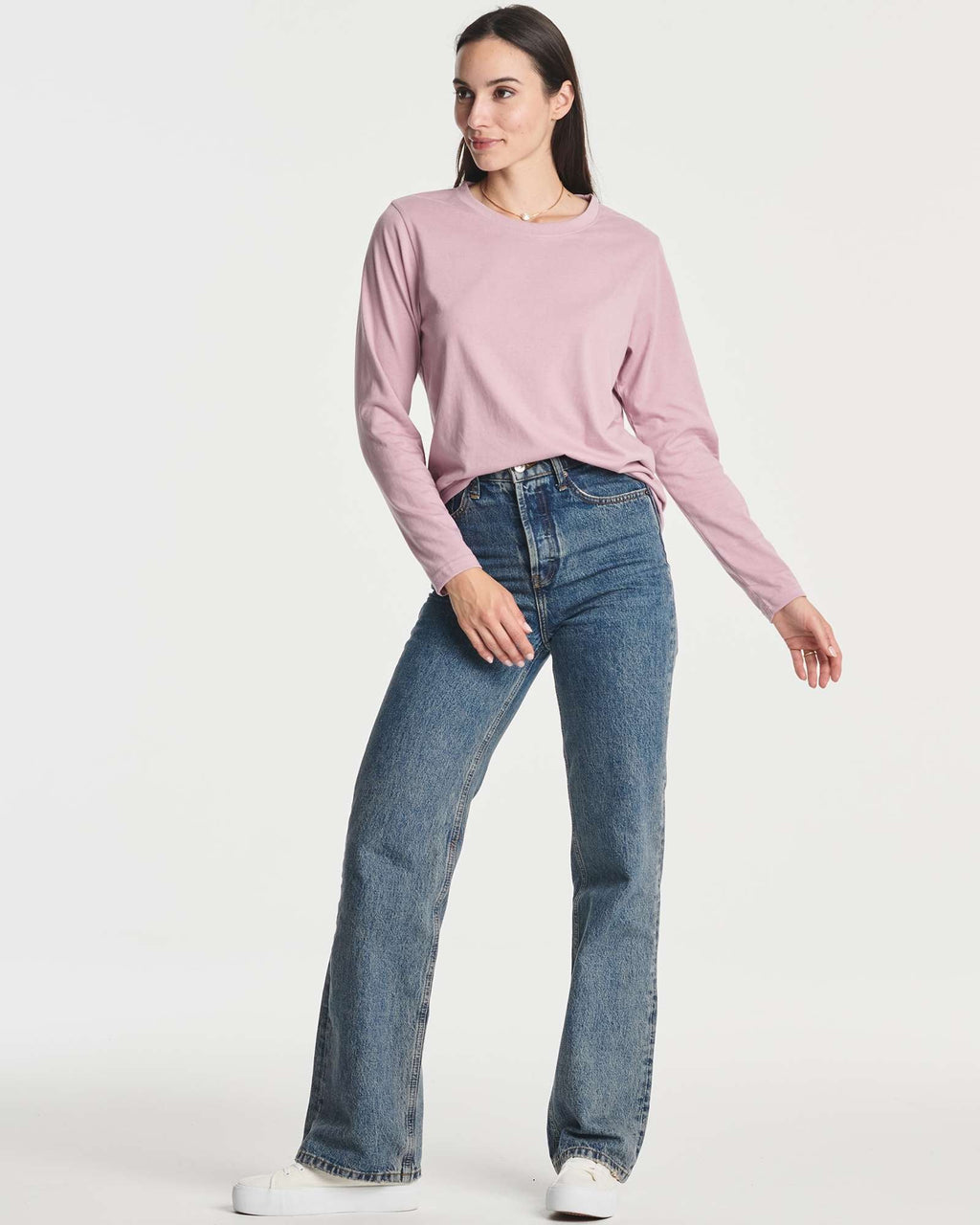 4 Pack: Women's Cotton Classic-Fit Long-Sleeve Crewneck T-Shirt (Available in Plus Size)