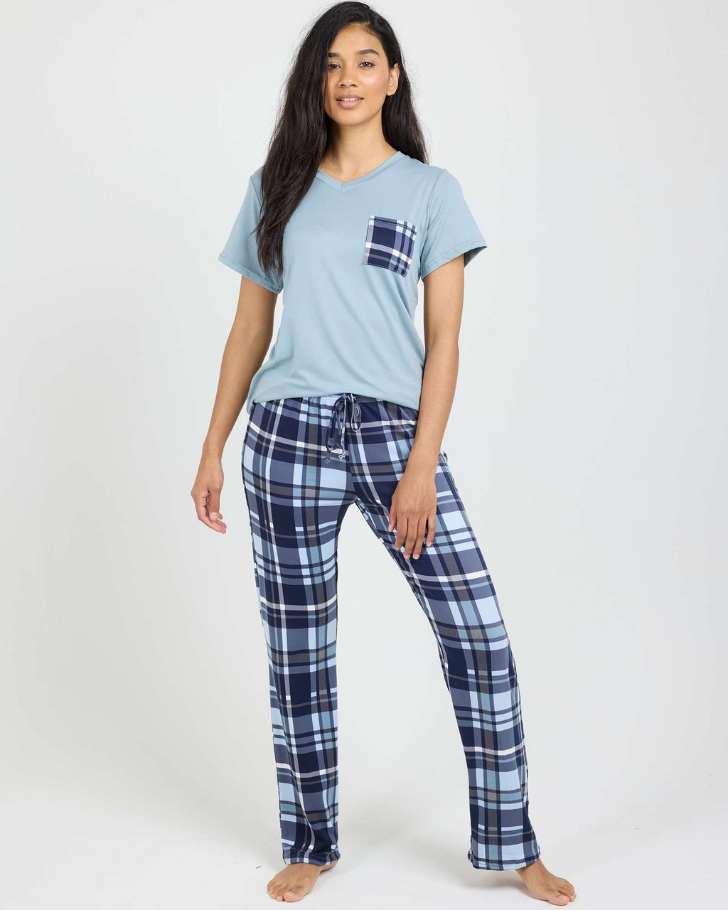 2 Pack: Women’s Pajama Set Super-Soft Short Sleeve V-Neck Top With Pants (Available in Plus Size)