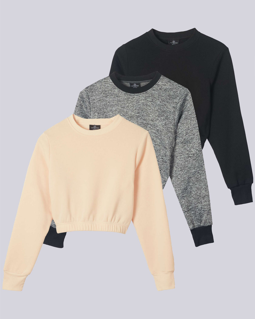 3 Pack: Women's Fleece Cropped Sweatshirt (Available in Plus Size)