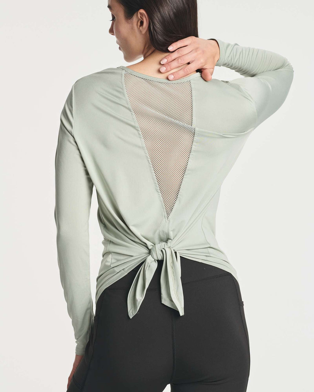 4 Pack: Women's Long-Sleeve Mesh Insert Tie Back Shirt (Available in Plus Size)