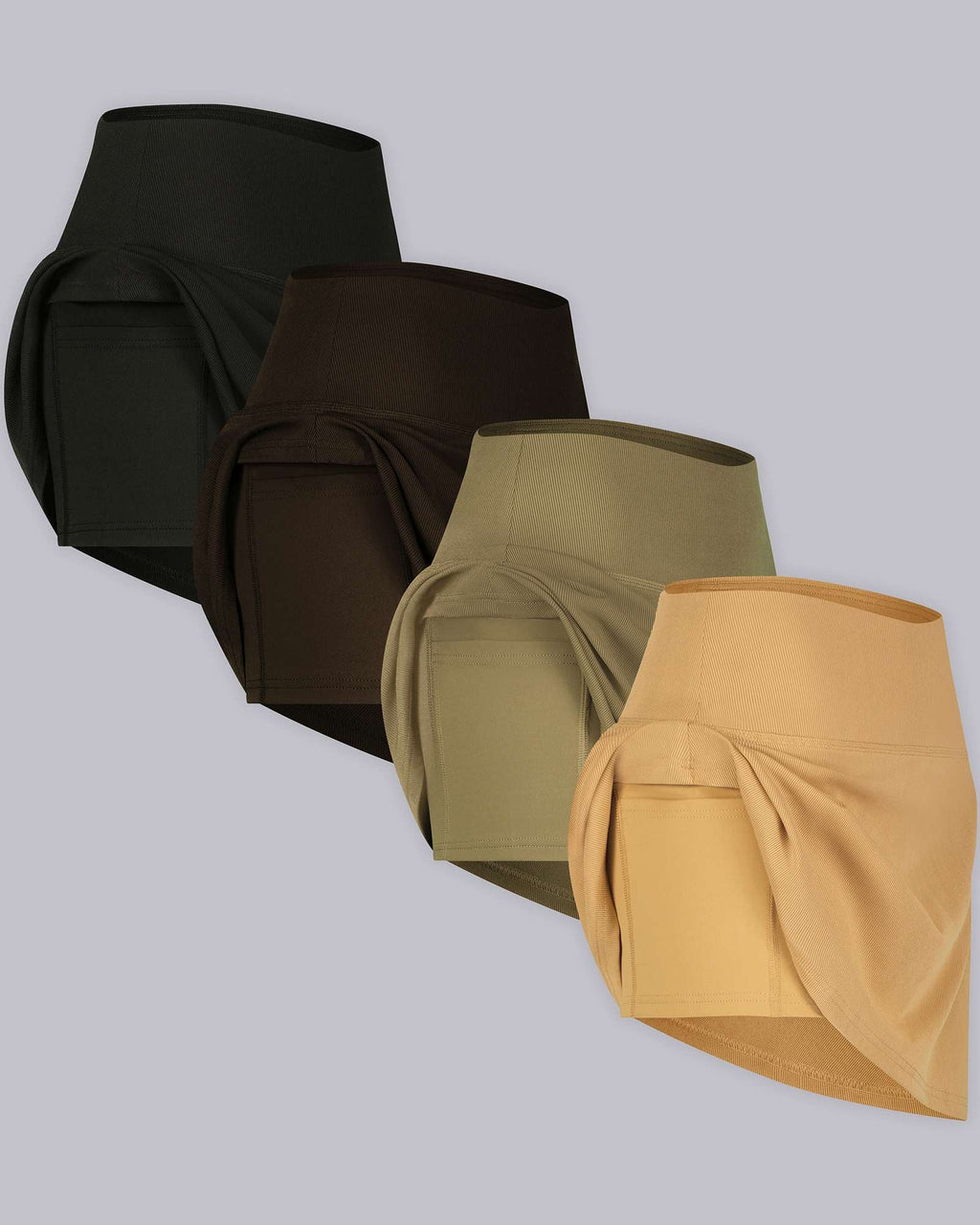 4 Pack: Women's Ribbed Active Skort with Pockets
