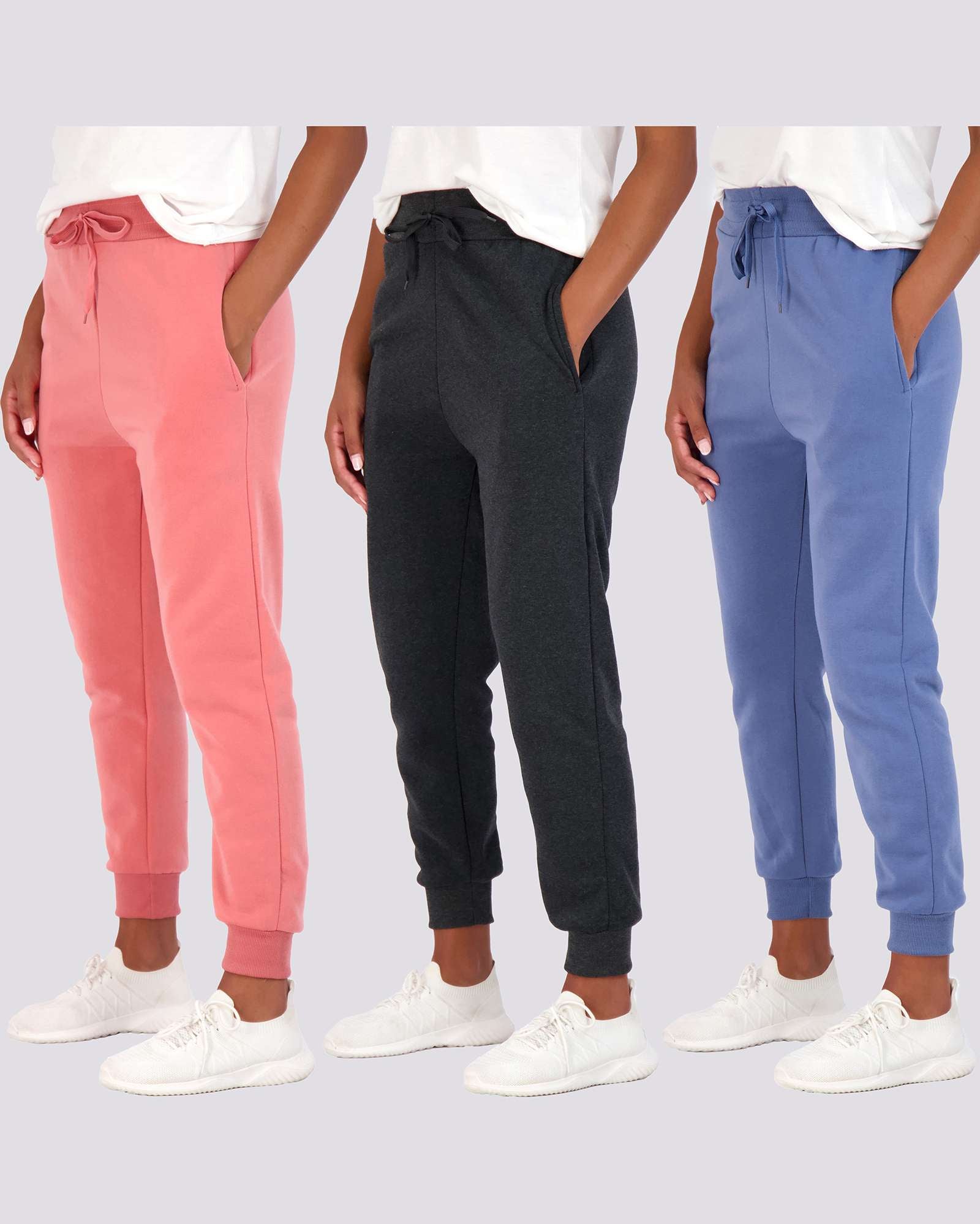 3 Pack: Womens Fleece Jogger Sweatpants