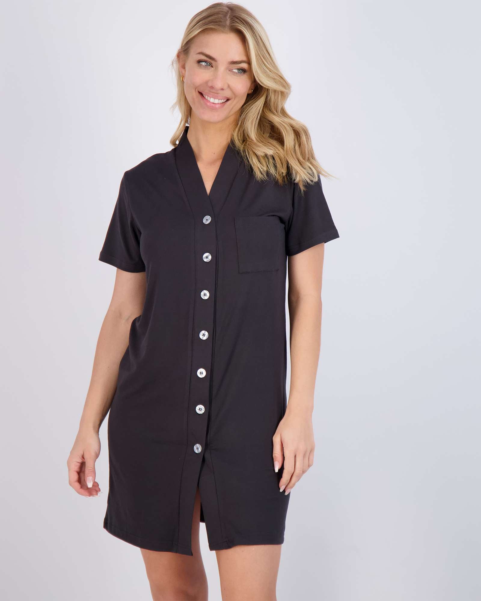 3 Pack: Women's Short Sleeve Button-Down Nightshirt