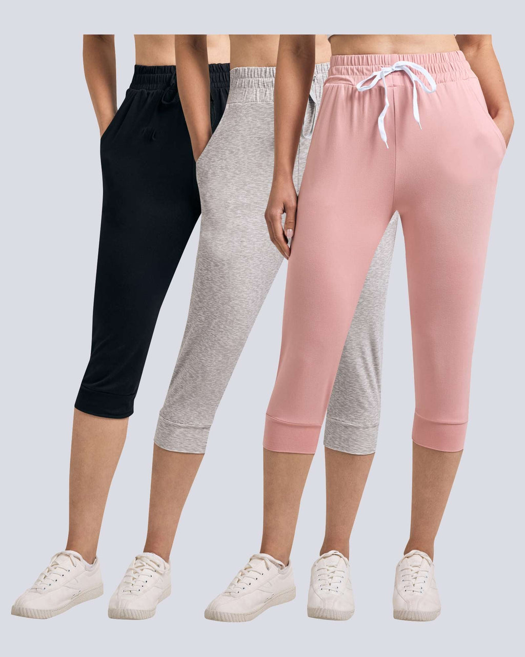 3 Pack: Women's Capri Joggers (Available in Plus Size)