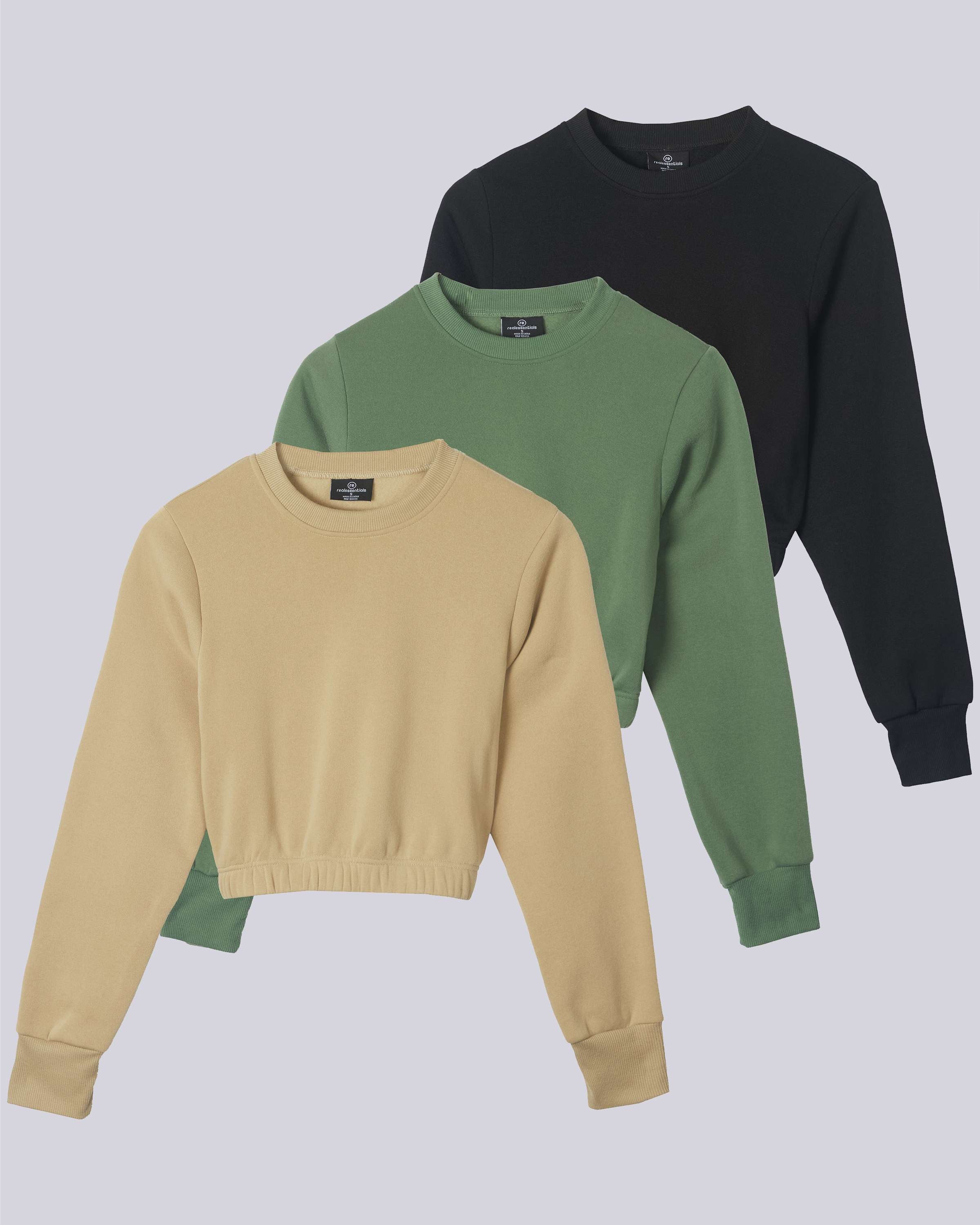 3 Pack: Women's Fleece Cropped Sweatshirt (Available in Plus Size)