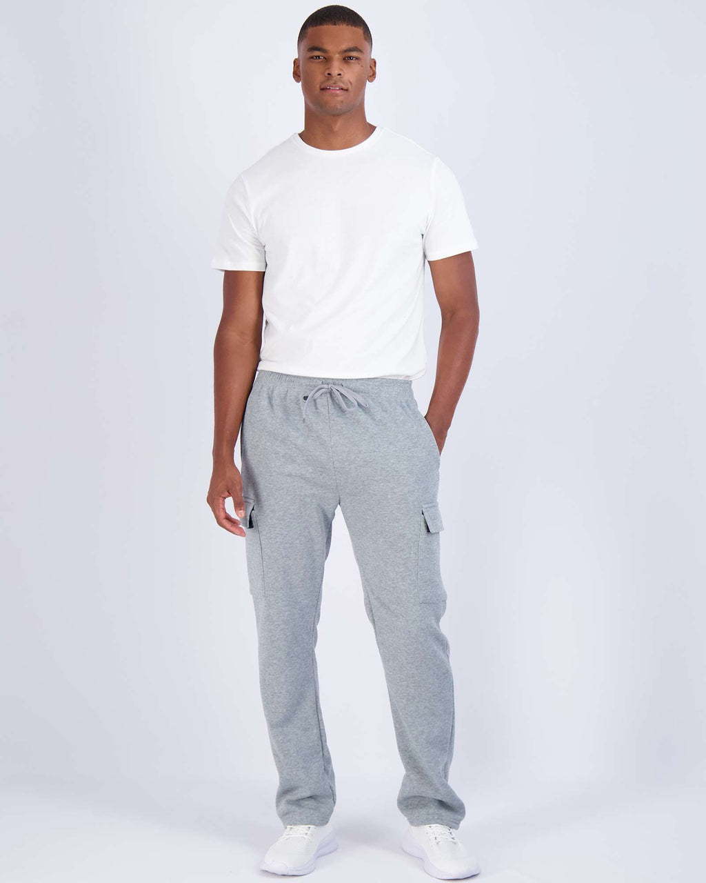 3 Pack: Mens Fleece Cargo Open Bottom Sweatpants