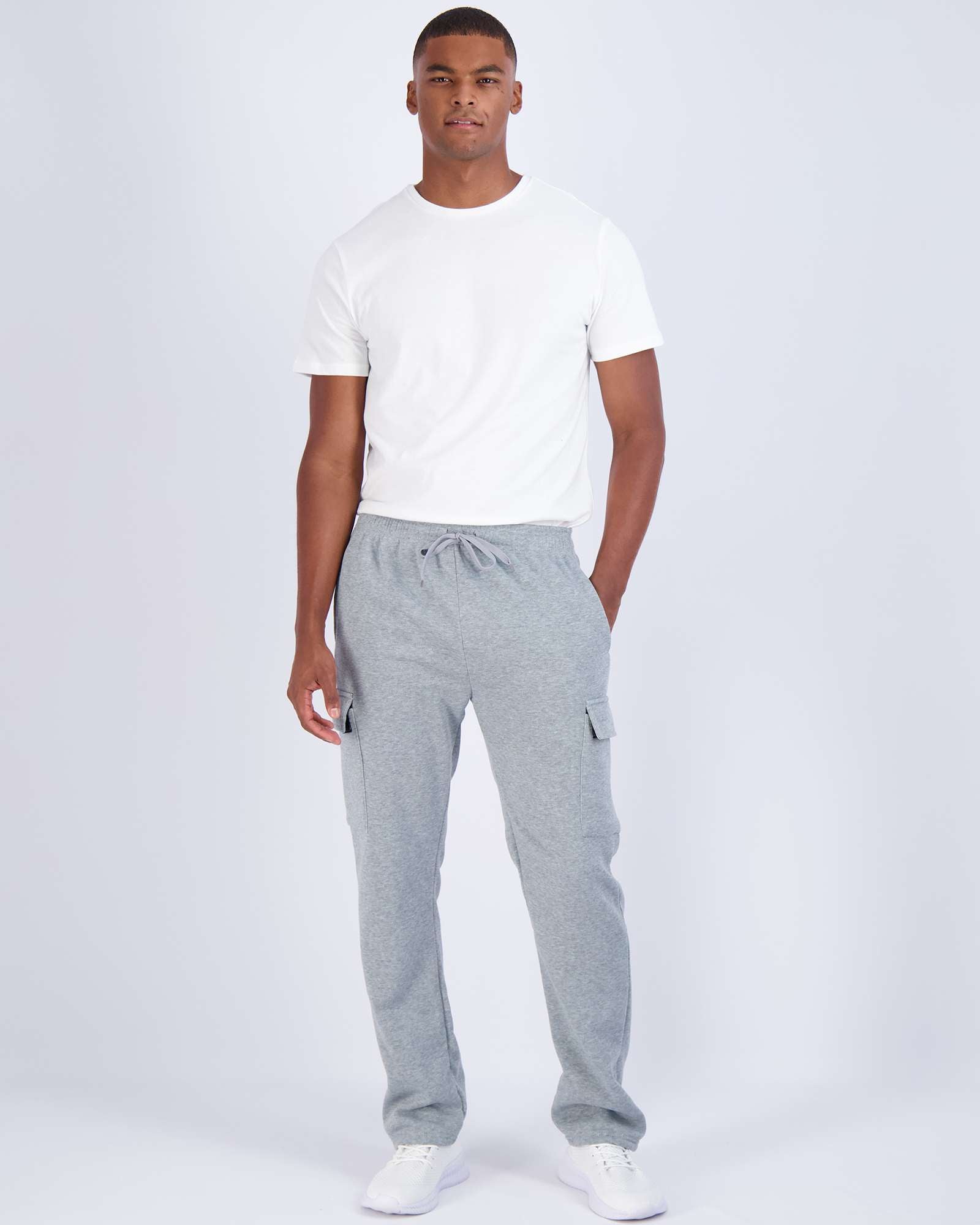3 Pack: Mens Fleece Cargo Open Bottom Sweatpants