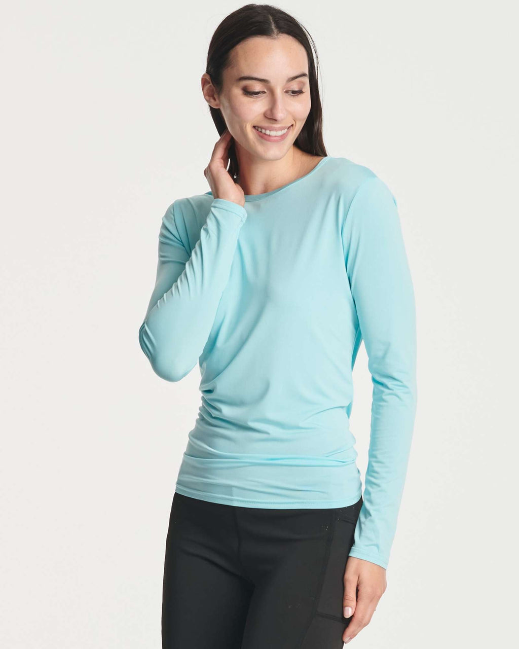 4 Pack: Women's Long-Sleeve Mesh Insert Tie Back Shirt (Available in Plus Size)