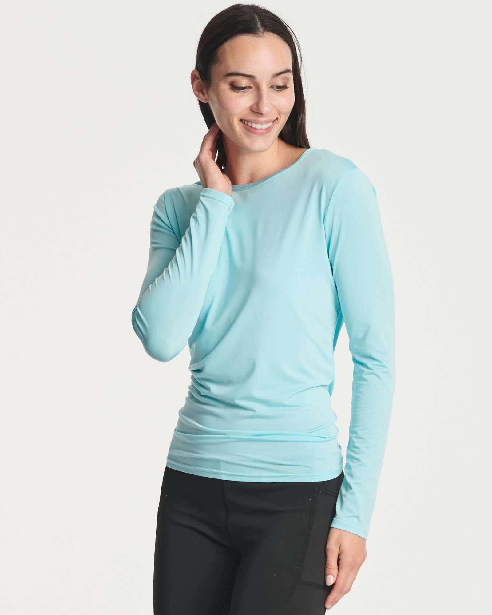 4 Pack: Women's Long-Sleeve Mesh Insert Tie Back Shirt (Available in Plus Size)