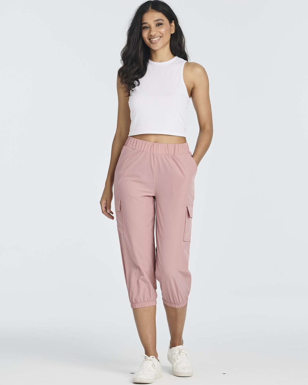 3 Pack: Women's Woven Cargo Capri Jogger Pants