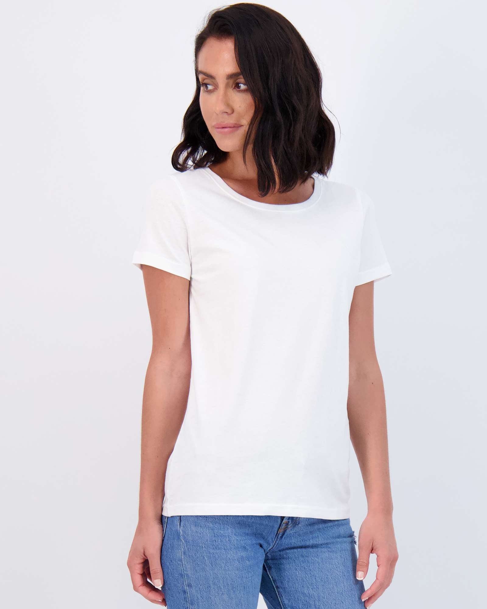 4 Pack: Womens Classic-Fit Cotton Short-Sleeve Scoop Neck T-Shirt