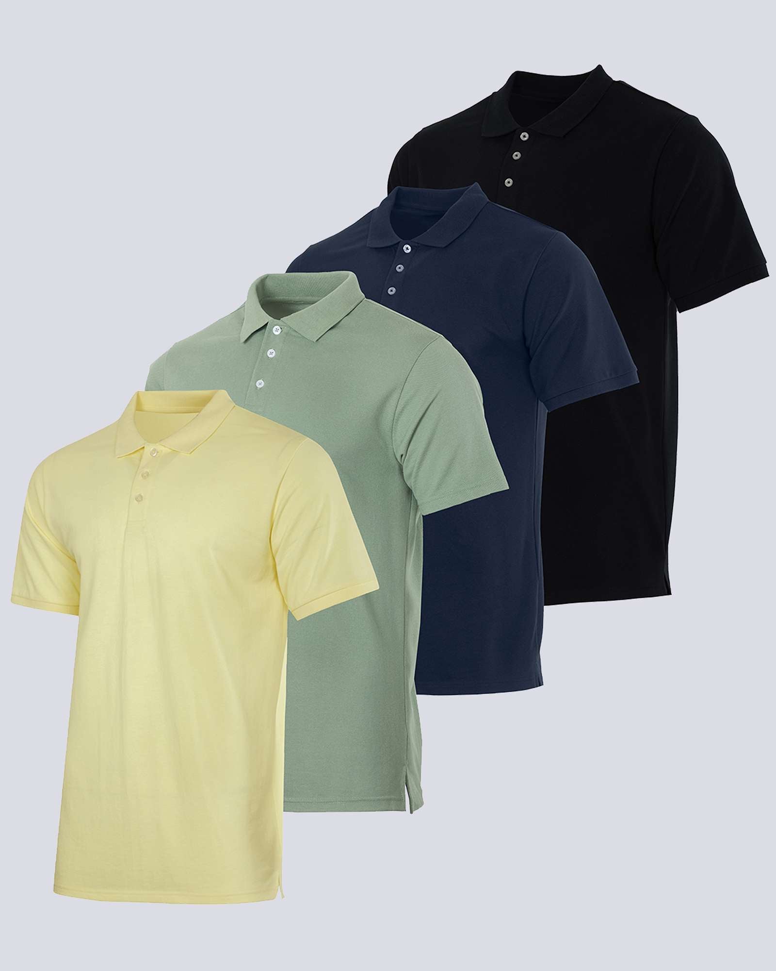 4 Pack: Men's Cotton Pique Short Sleeve Polo Shirt - Performance Polo (Available In Big & Tall)