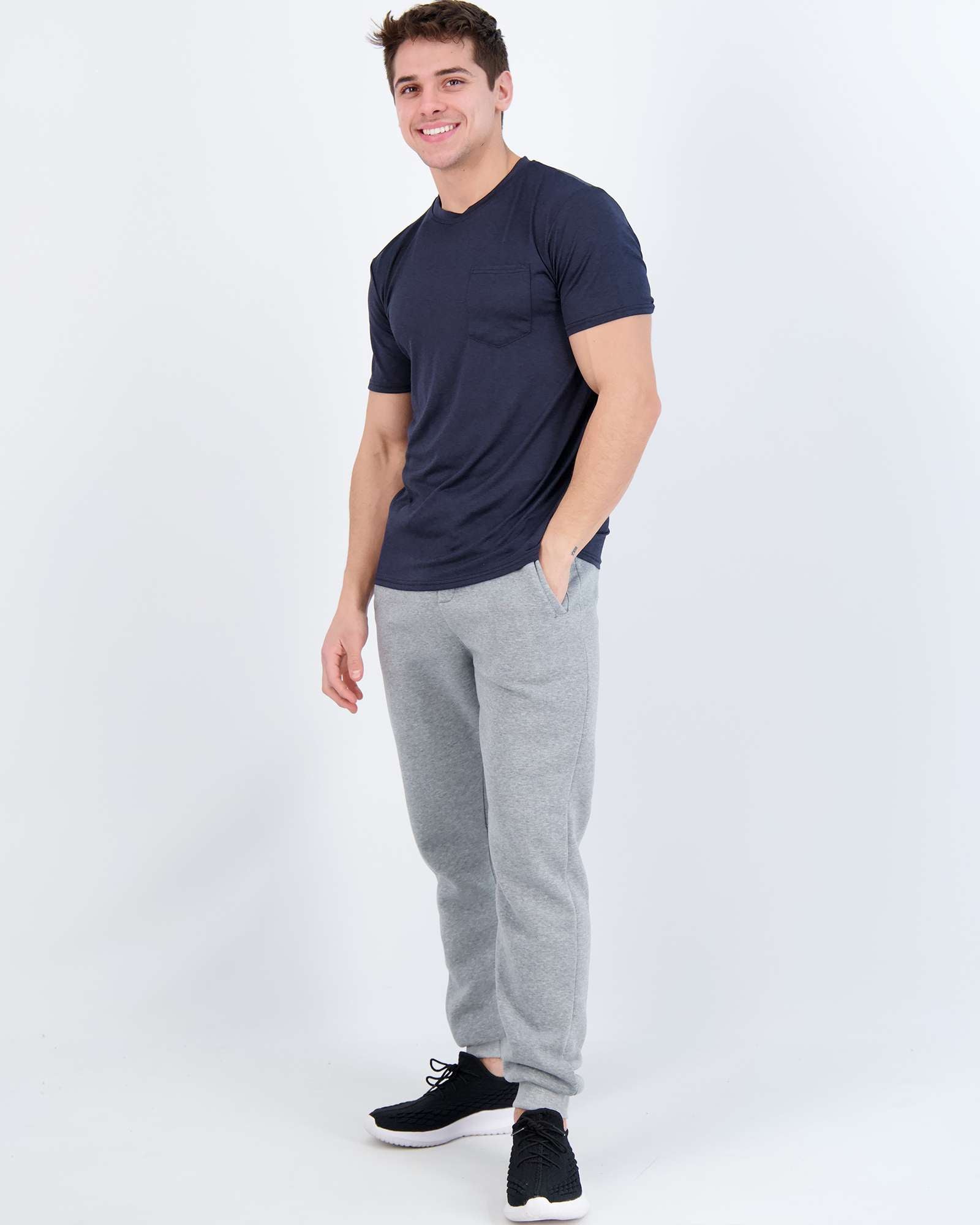 4 Pack: Mens Dry-Fit Active Pocket Short Sleeve Crew T-Shirts (Available in Big & Tall)