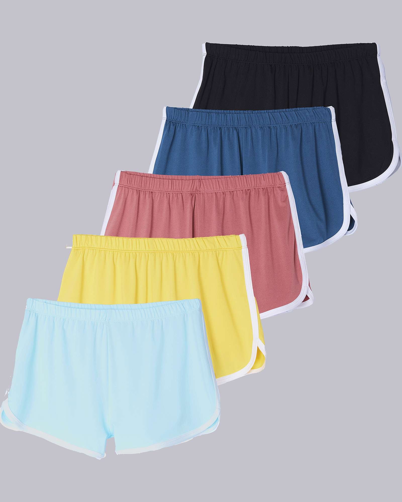 5 Pack: Girls' Dry-Fit Dolphin Shorts