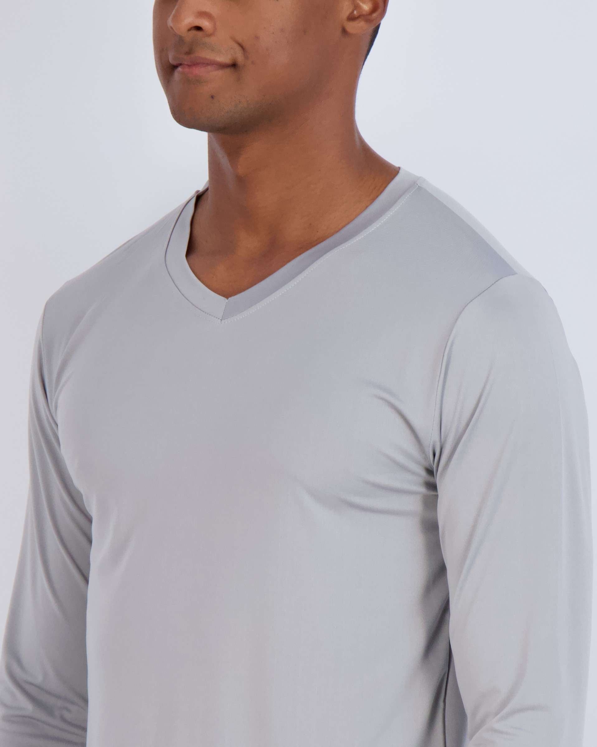 4 Pack: Mens V-Neck Long Sleeve Dry Fit T-Shirt