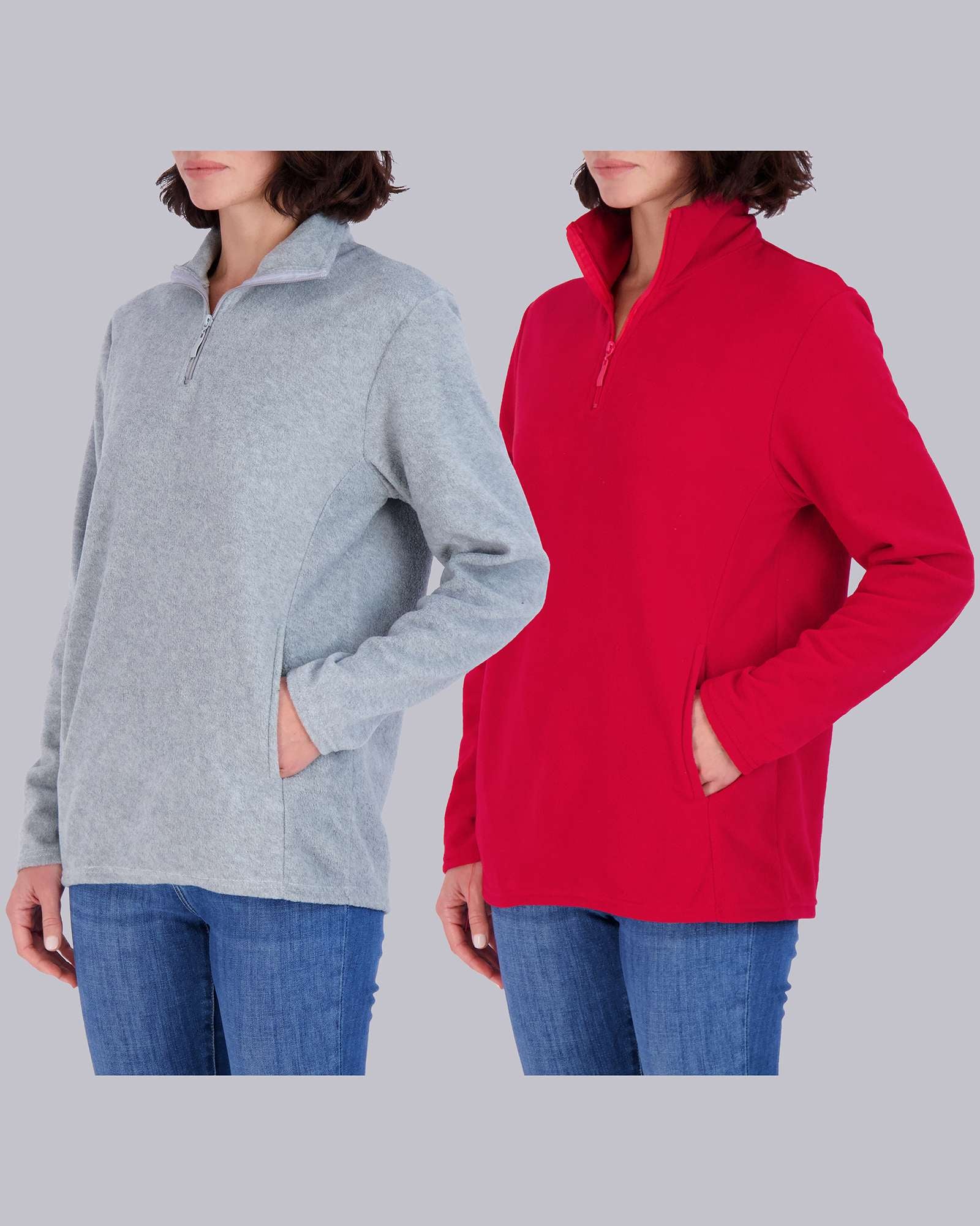 2 Pack: Women's Polar Fleece Long-Sleeve Quarter Zip Winter Jacket (Available in Plus Size)