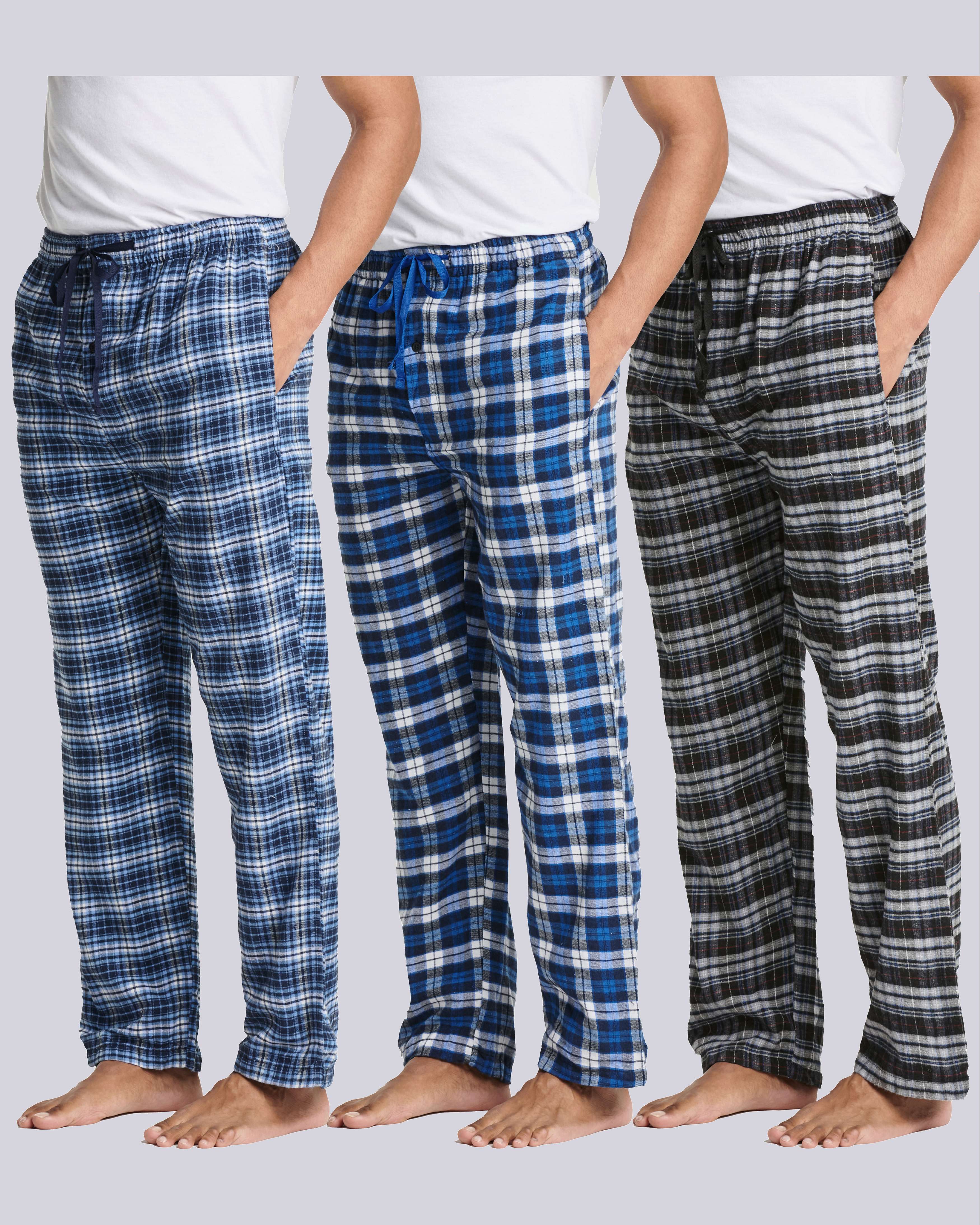 3 Pack: Mens Flannel Plaid Pajama Pants