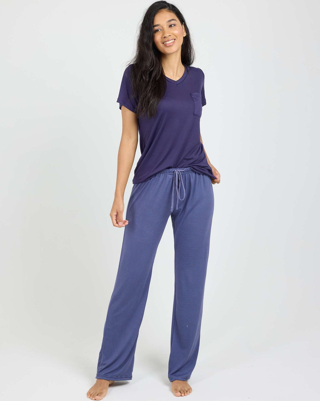 2 Pack: Women’s Pajama Set Super-Soft Short Sleeve V-Neck Top With Pants (Available in Plus Size)