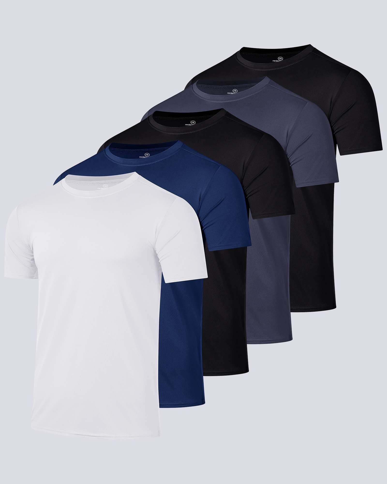 5 Pack: Mens Dry-Fit Active Crew Neck T-Shirt