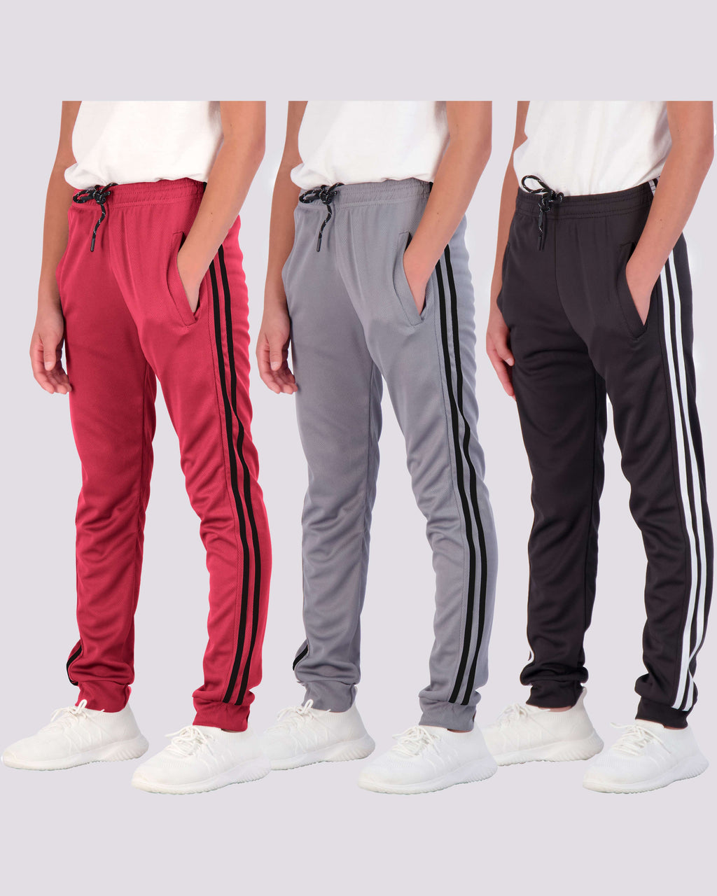 3 Pack: Boys Mesh Active Casual Jogger Sweatpants