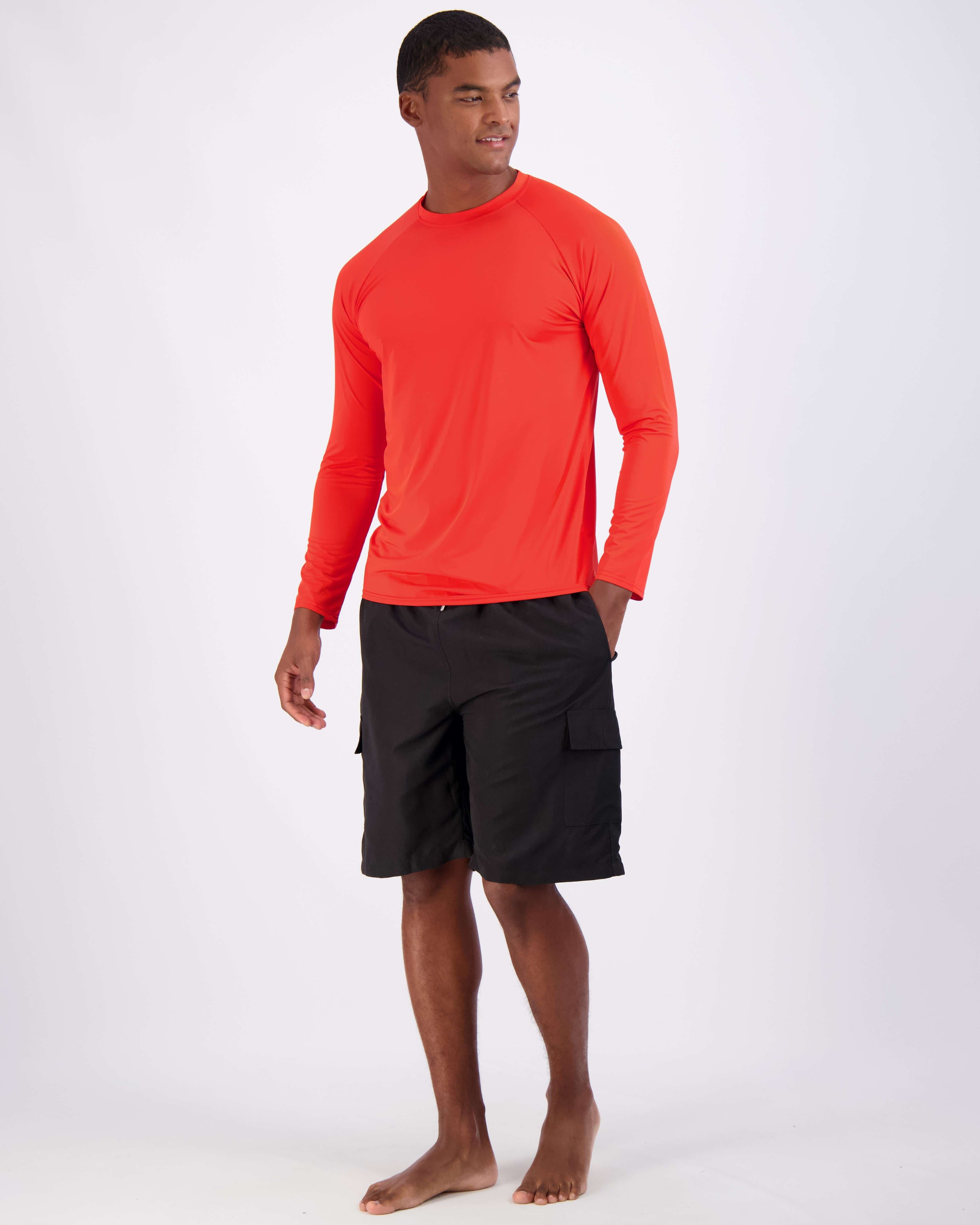 4 Pack: Men's Long Sleeve Rash Guard Shirt (Available In Big & Tall)