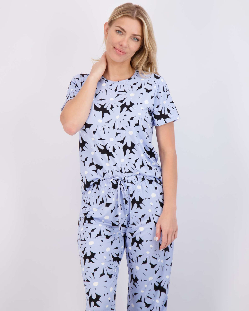2 Pack: Women's Short-Sleeve PJ Top with Capri Pants