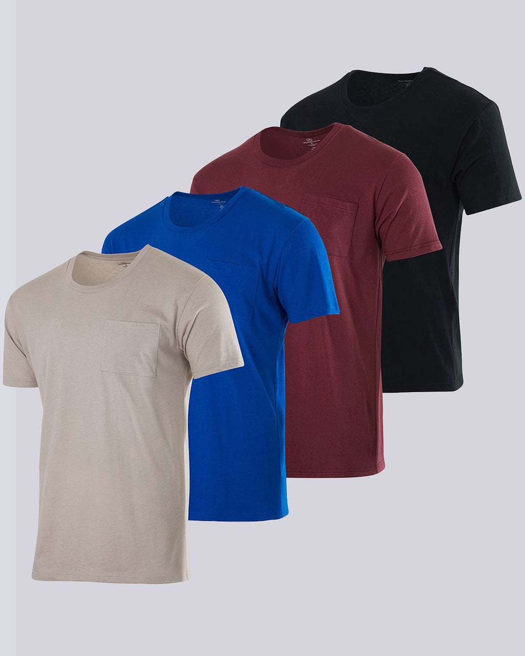4 Pack: Mens Cotton Short Sleeve Crew Neck Pocket T-Shirt
