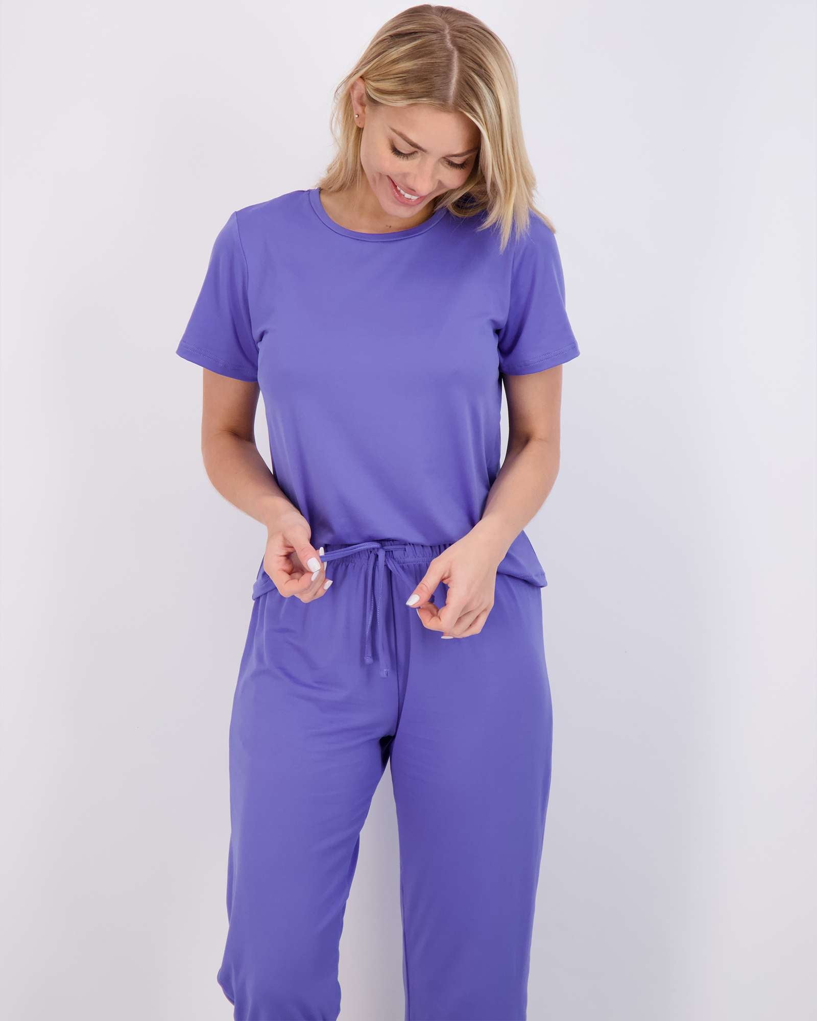 2 Pack: Women's Short-Sleeve PJ Top with Capri Pants