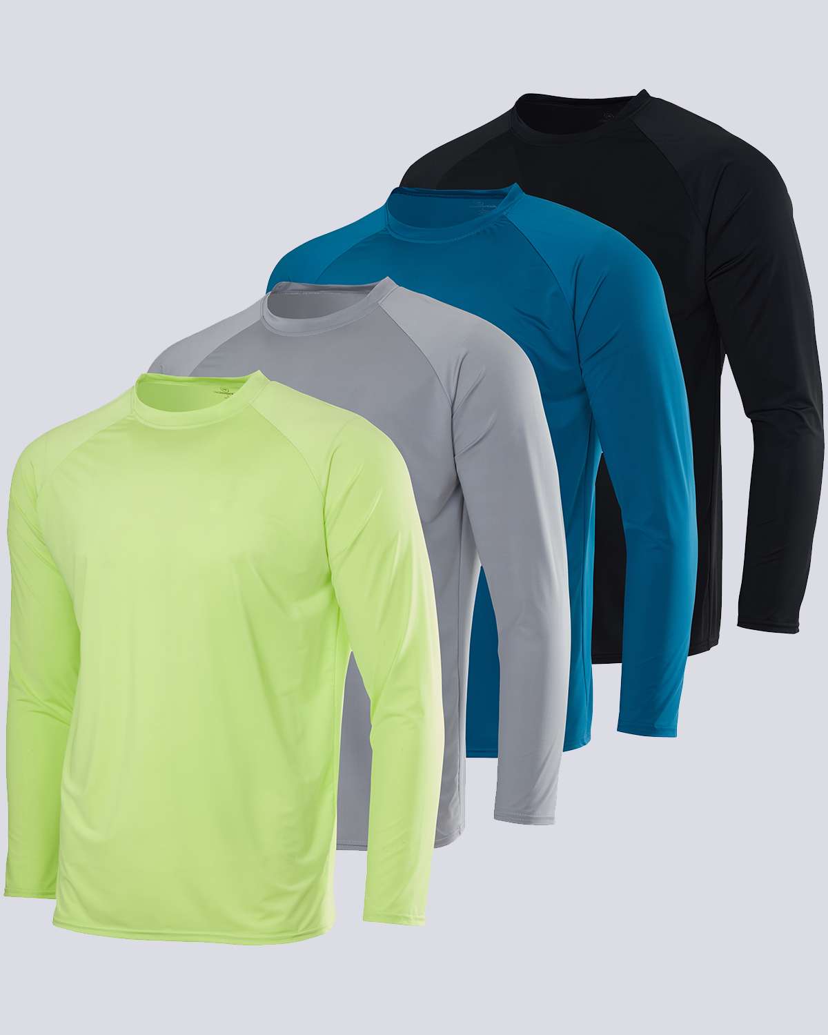 4 Pack: Men's Long Sleeve Rash Guard Shirt (Available In Big & Tall)
