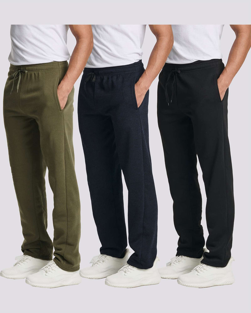 3 Pack: Mens Fleece Open Bottom Sweatpants