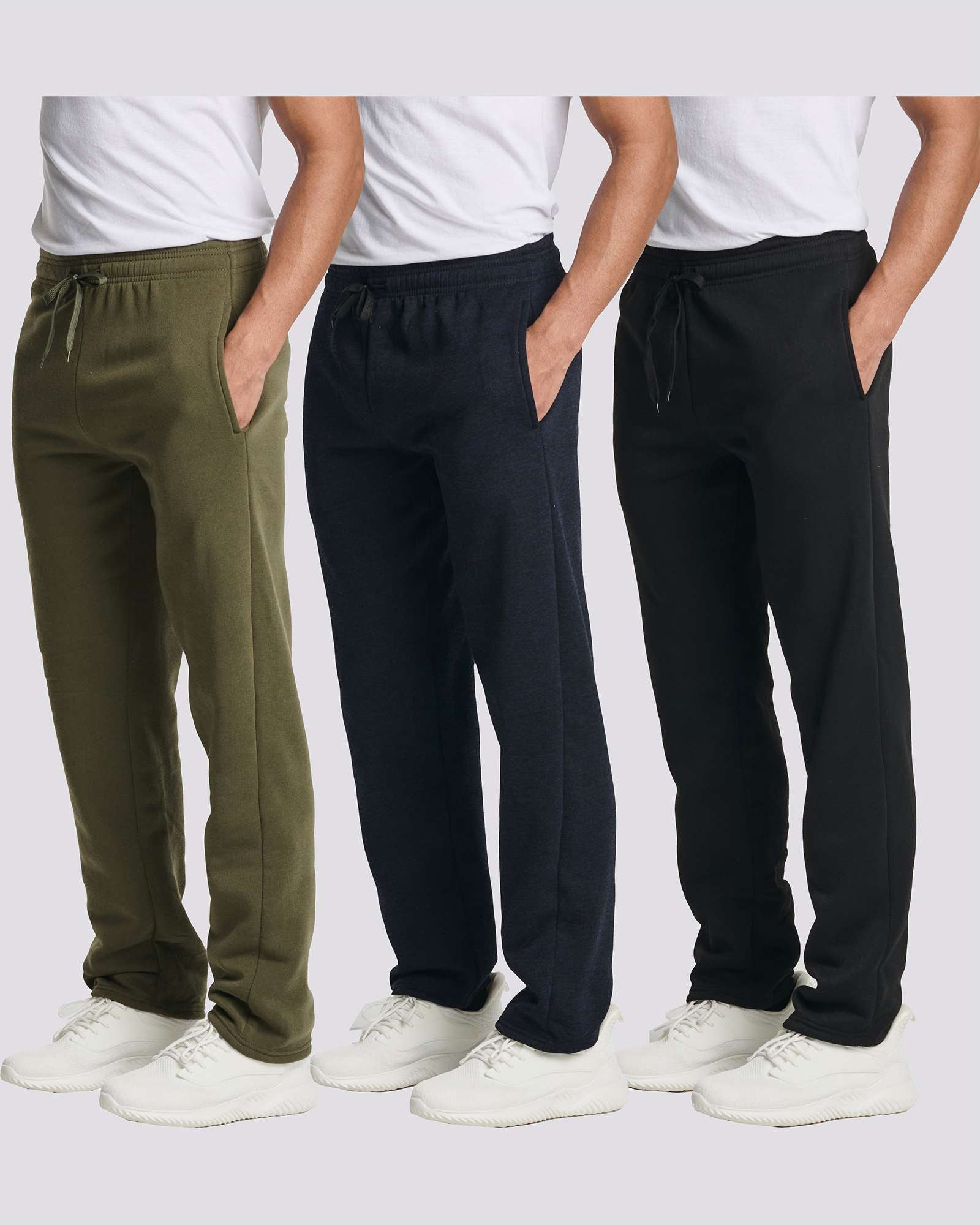 3 Pack: Mens Fleece Open Bottom Sweatpants
