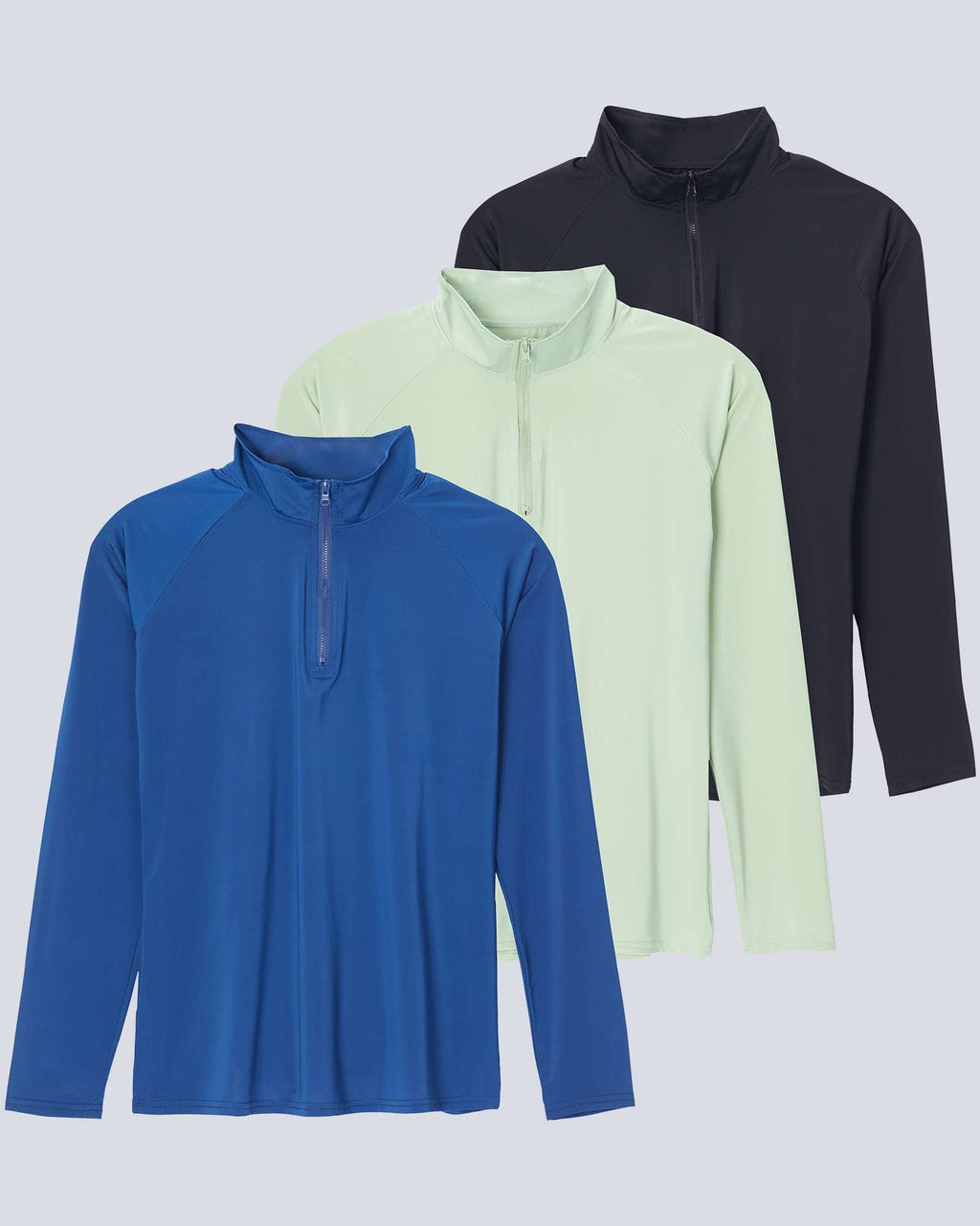 3 Pack: Women's 1/4 Zip Rash Guard Long Sleeve Swim Shirt