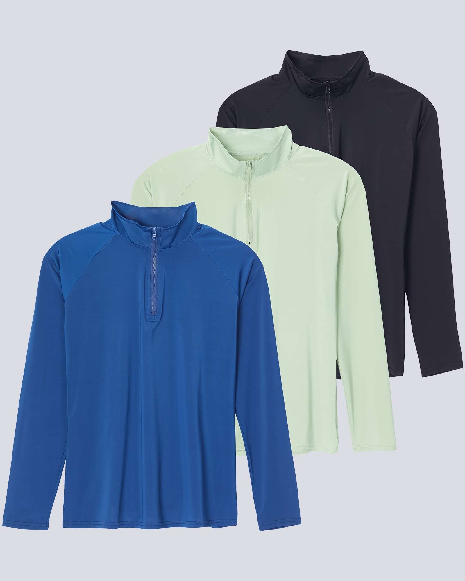 3 Pack: Women's 1/4 Zip Rash Guard Long Sleeve Swim Shirt