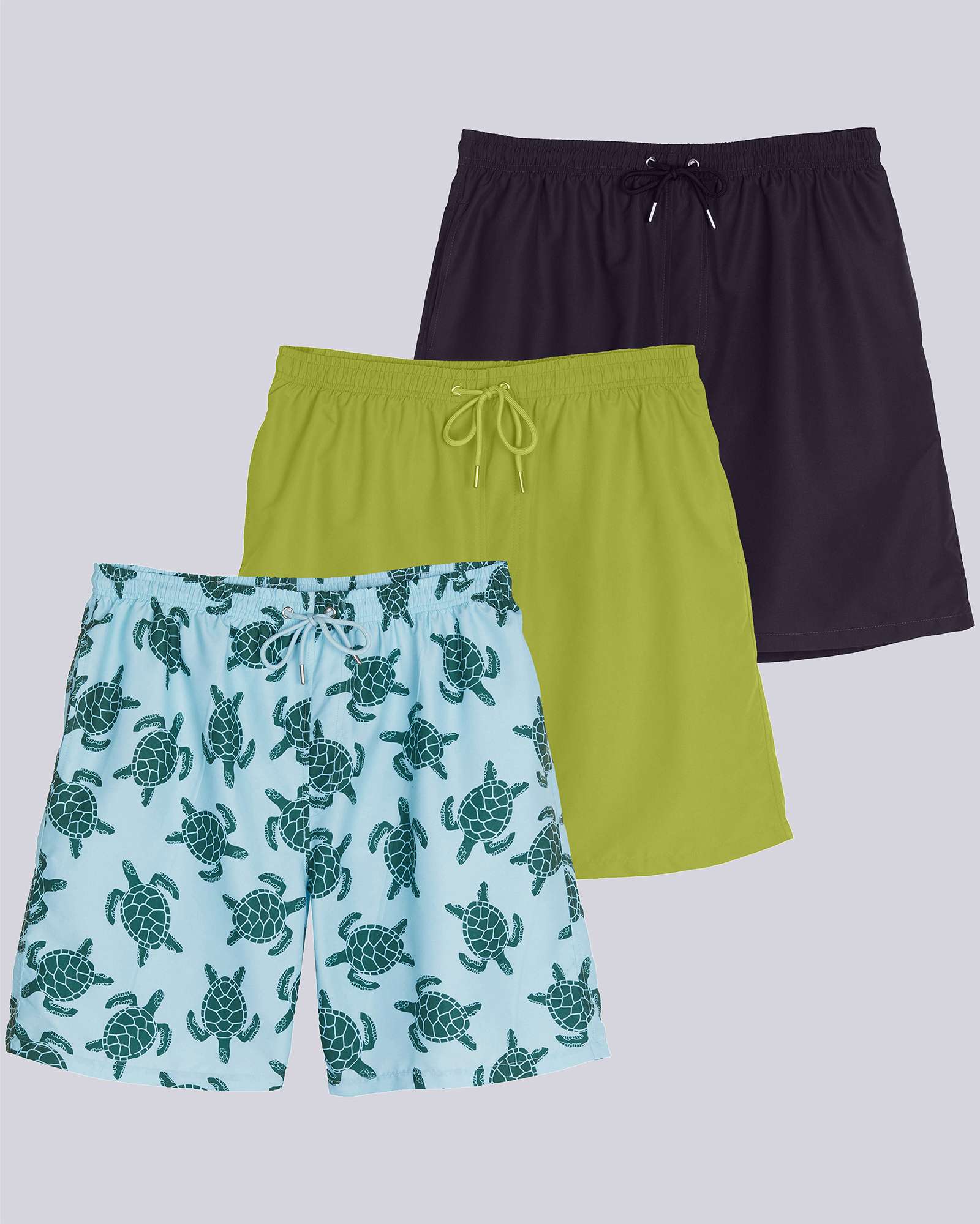 3 Pack: Boys' Swim Board Shorts with Drawstring
