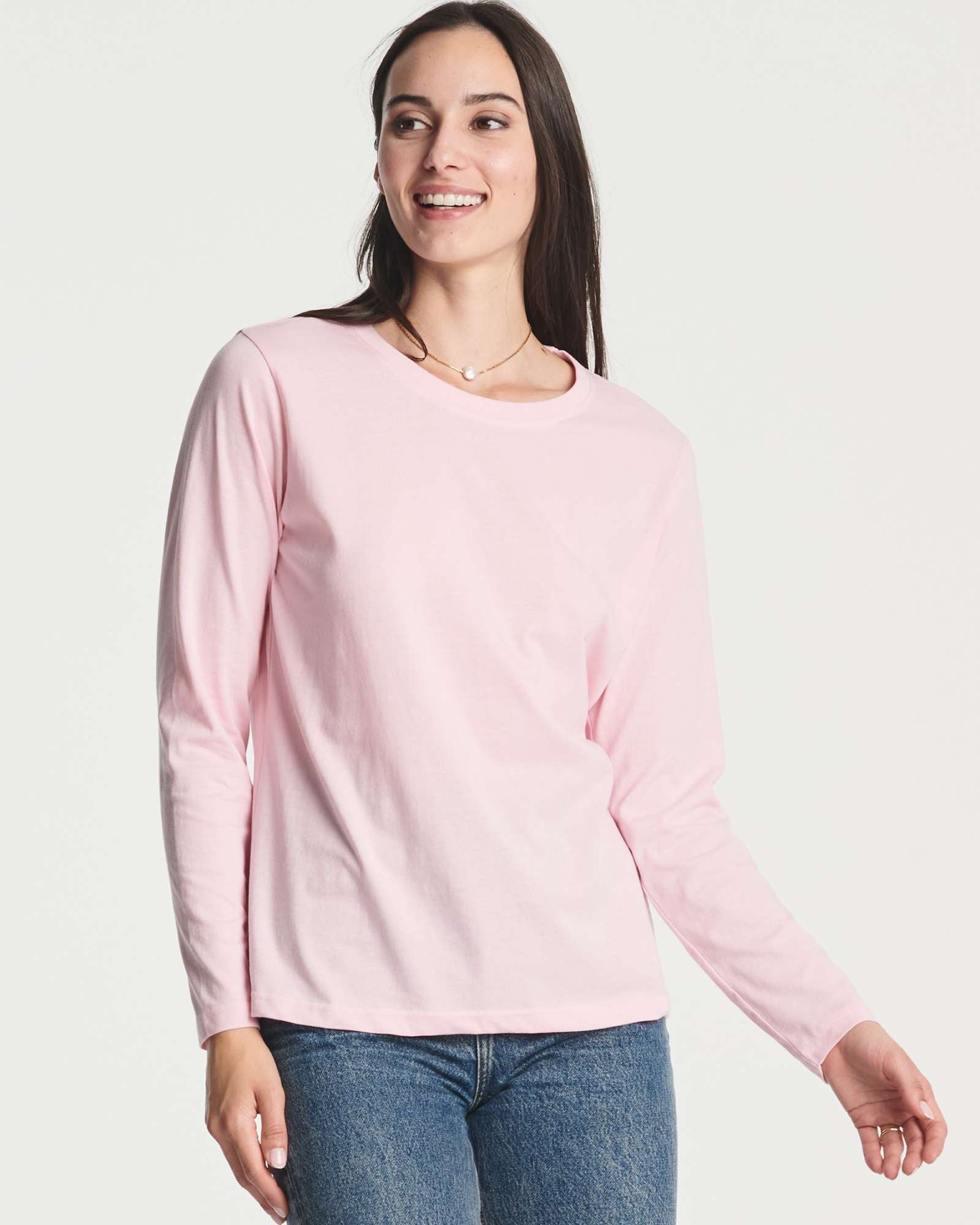 4 Pack: Women's Cotton Classic-Fit Long-Sleeve Crewneck T-Shirt (Available in Plus Size)