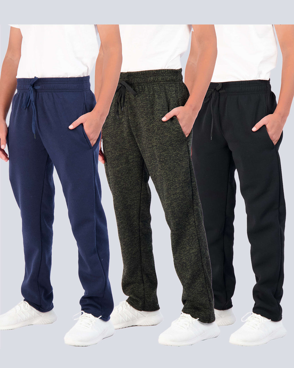 3 Pack: Boys Fleece Open Bottom Sweatpants