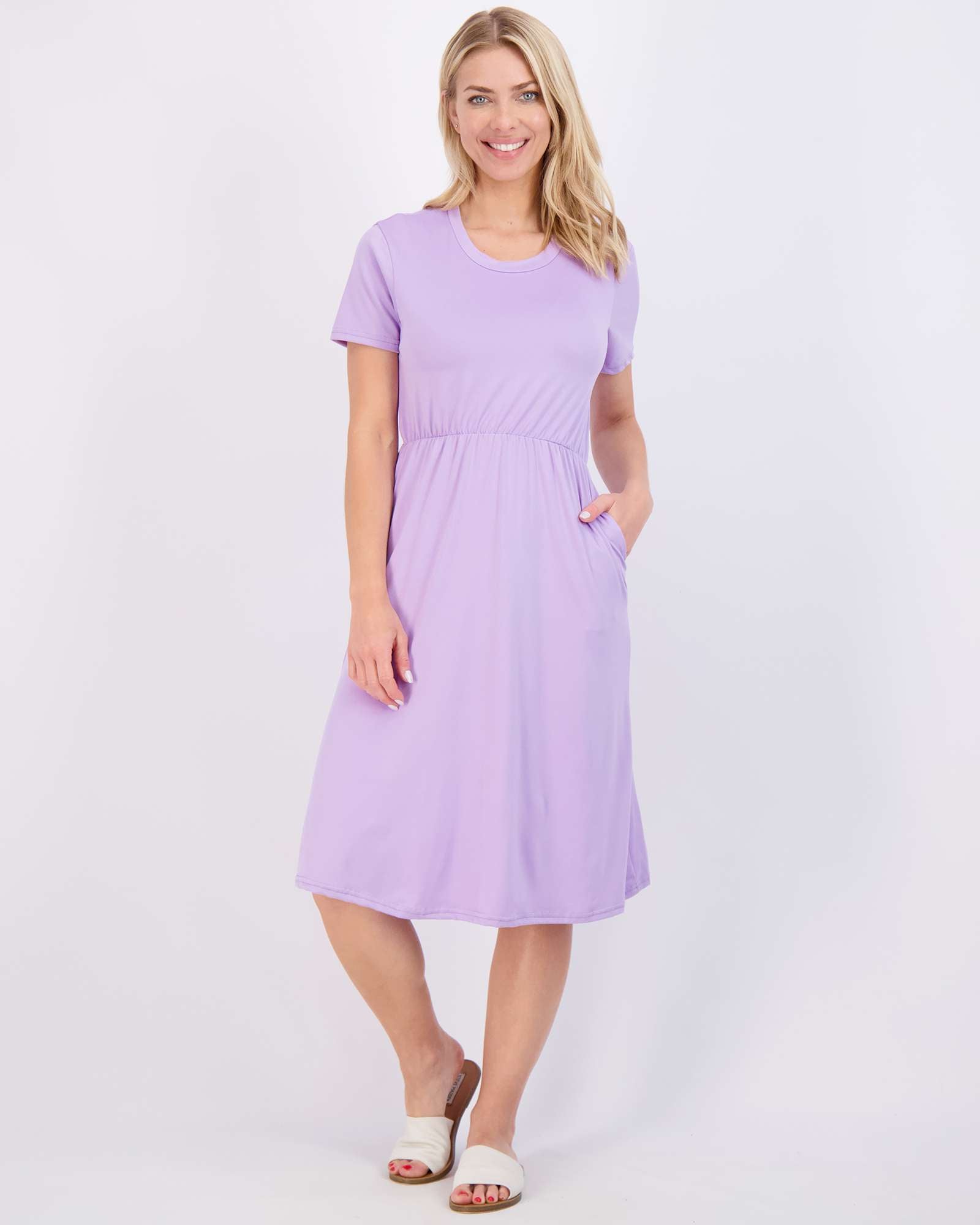 3 Pack: Women's Midi Short Sleeve Soft T-Shirt Dress (Available in Plus Size)