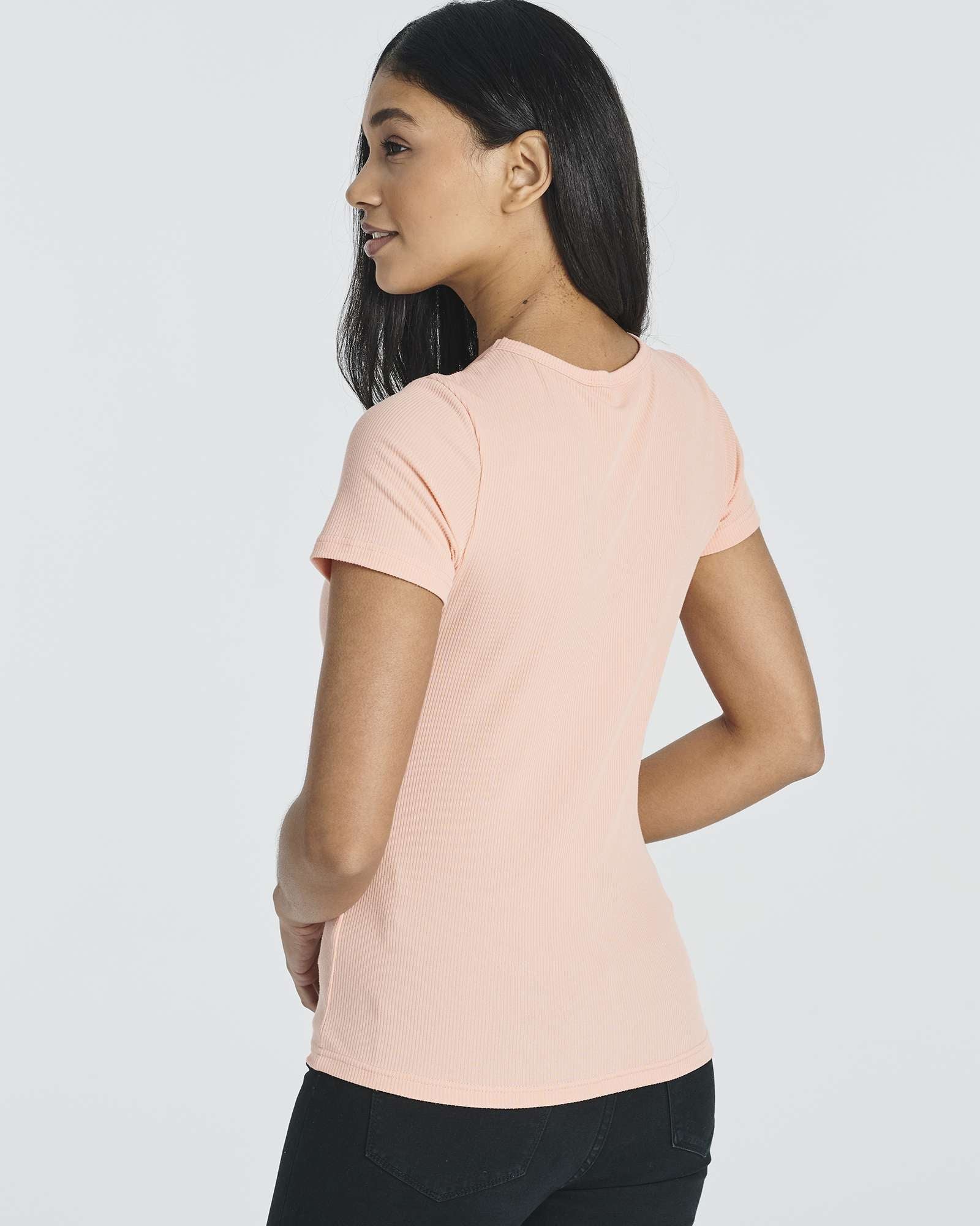 5 Pack: Women's Soft Ribbed Short Sleeve V-Neck T-Shirt