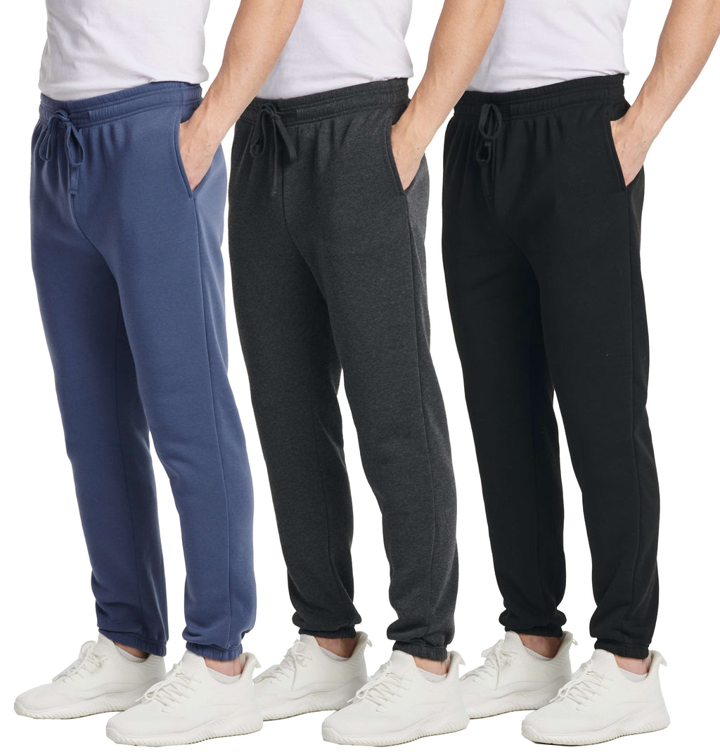 3 Pack: Men's Big & Tall Fleece Jogger Sweatpants