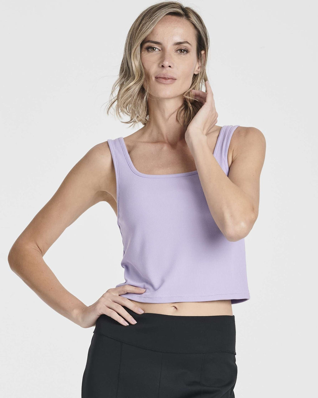 Real Essentials 5 Pack: Women's Soft Knit Ribbed Square Neck Cropped Tank Top - Sleeveless Crop Tops